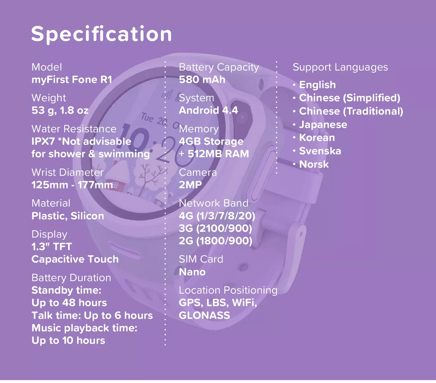 Oaxis MyFirst Fone R1 4G Music Kids Smart Watch Phone with GPS Tracker & Video Call Smart Watch for Kids Compatible with Wireless Headphones