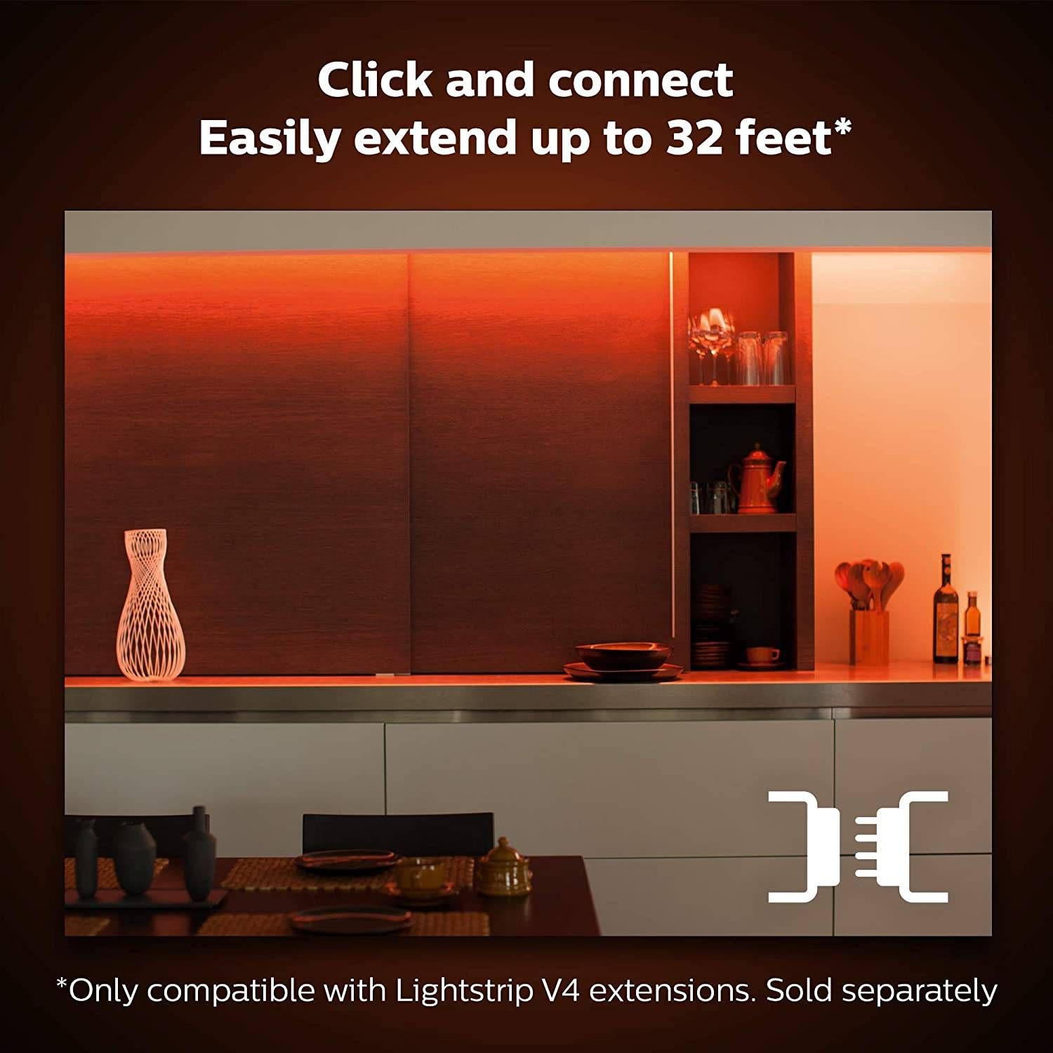 Philips Hue Lightstrip Plus (1m/3ft Extension without Plug), Works with Amazon Alexa, Apple Homekit and Google Assistant, Bluetooth Compatible, Single Color Effect