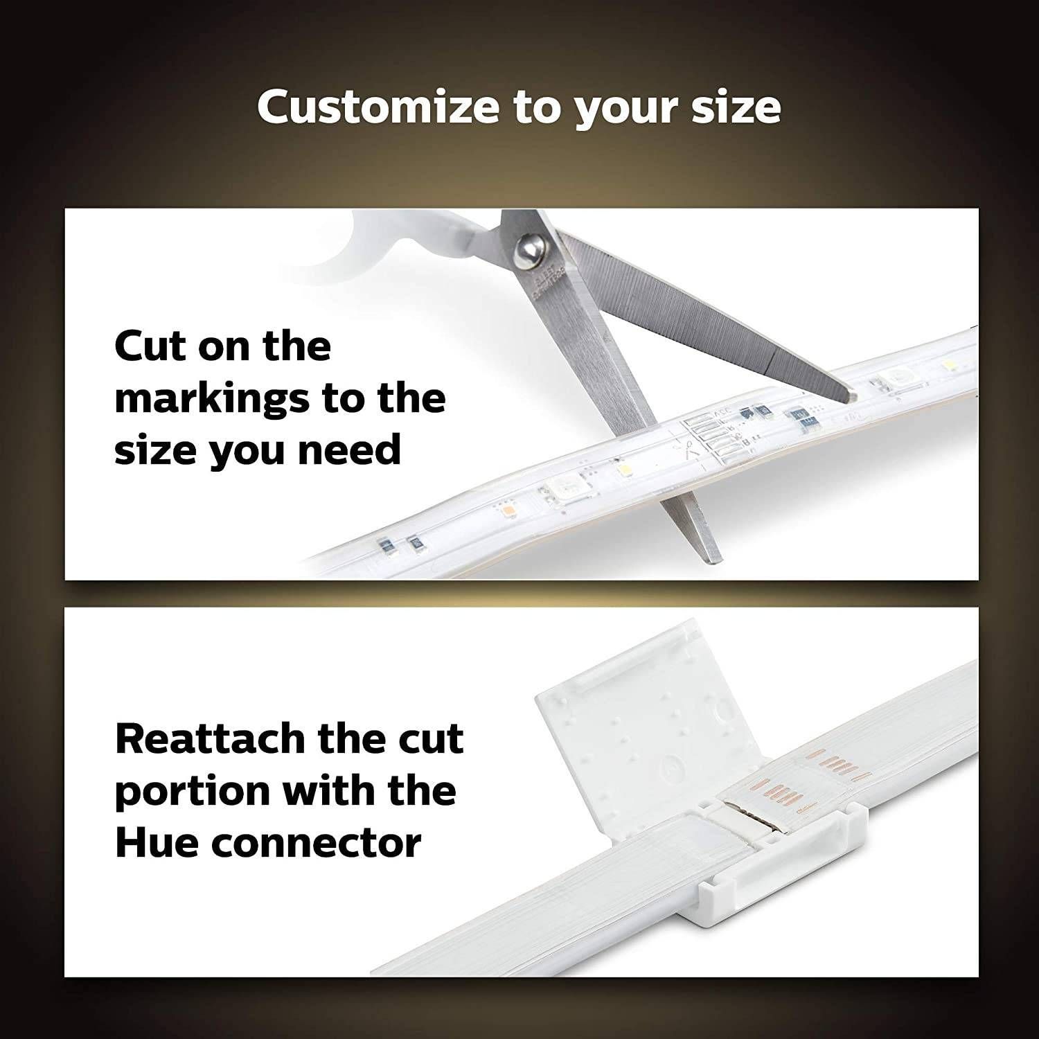 Philips Hue Lightstrip Plus (1m/3ft Extension without Plug), Works with Amazon Alexa, Apple Homekit and Google Assistant, Bluetooth Compatible, Single Color Effect