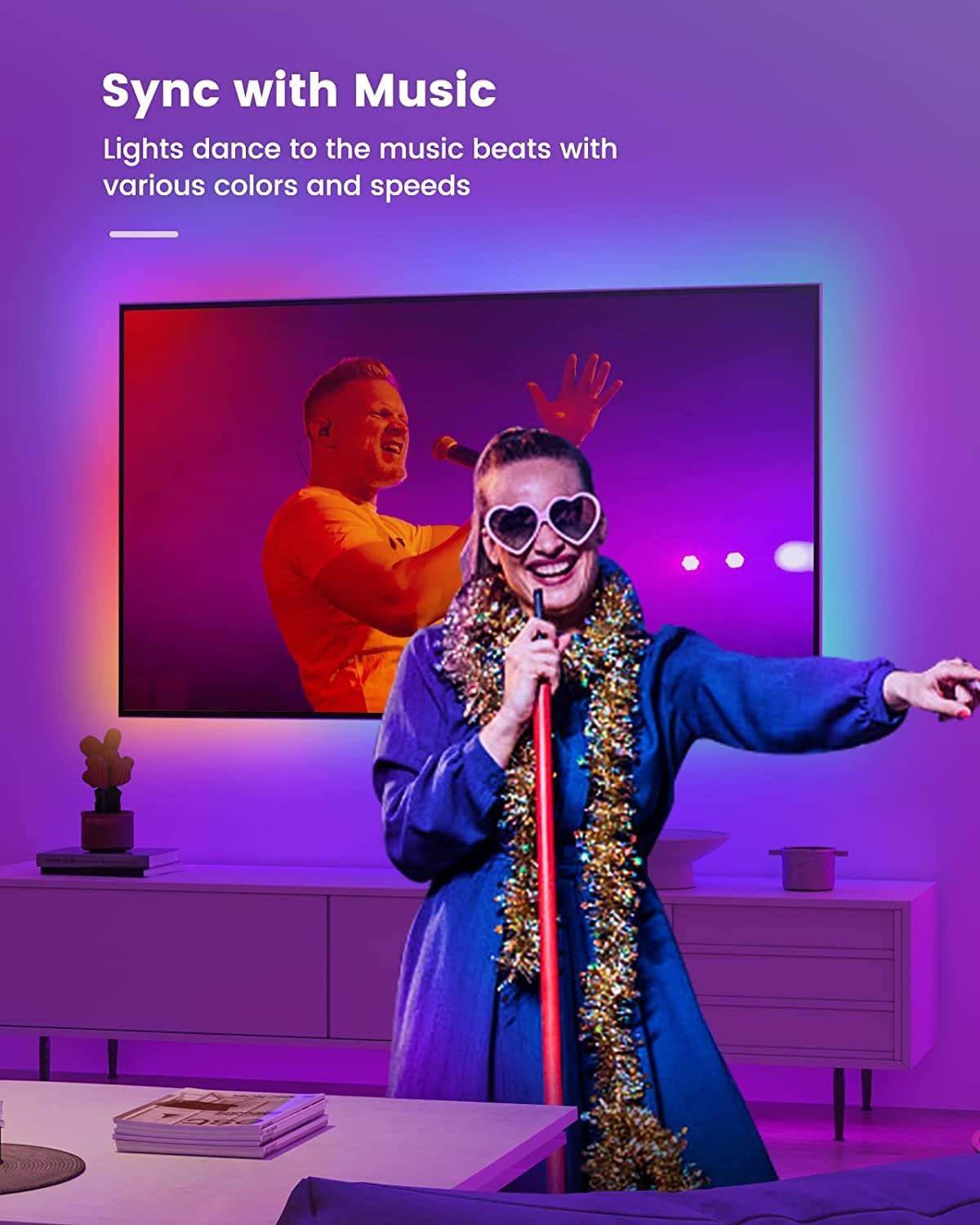 YEELIGHT Smart Led Strip Lights, 6.5 FT RGBIC Led Strip Lights Work with Siri Homekit, Alexa and Google, Color Changing Segmented Control, Game and Music Sync Led Lights for TV, Bedroom, Party Decor