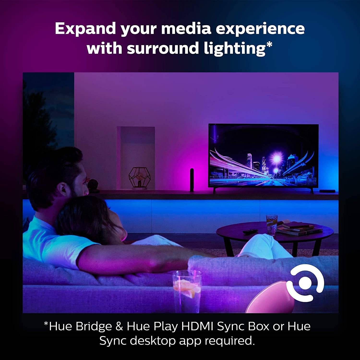 Philips Hue White and Color Ambiance LightStrip Plus Base Kit, 2m, White