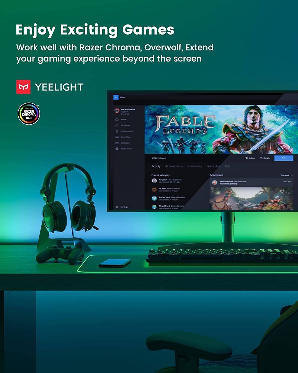 YEELIGHT Smart Led Strip Lights, 6.5 FT RGBIC Led Strip Lights Work with Siri Homekit, Alexa and Google, Color Changing Segmented Control, Game and Music Sync Led Lights for TV, Bedroom, Party Decor