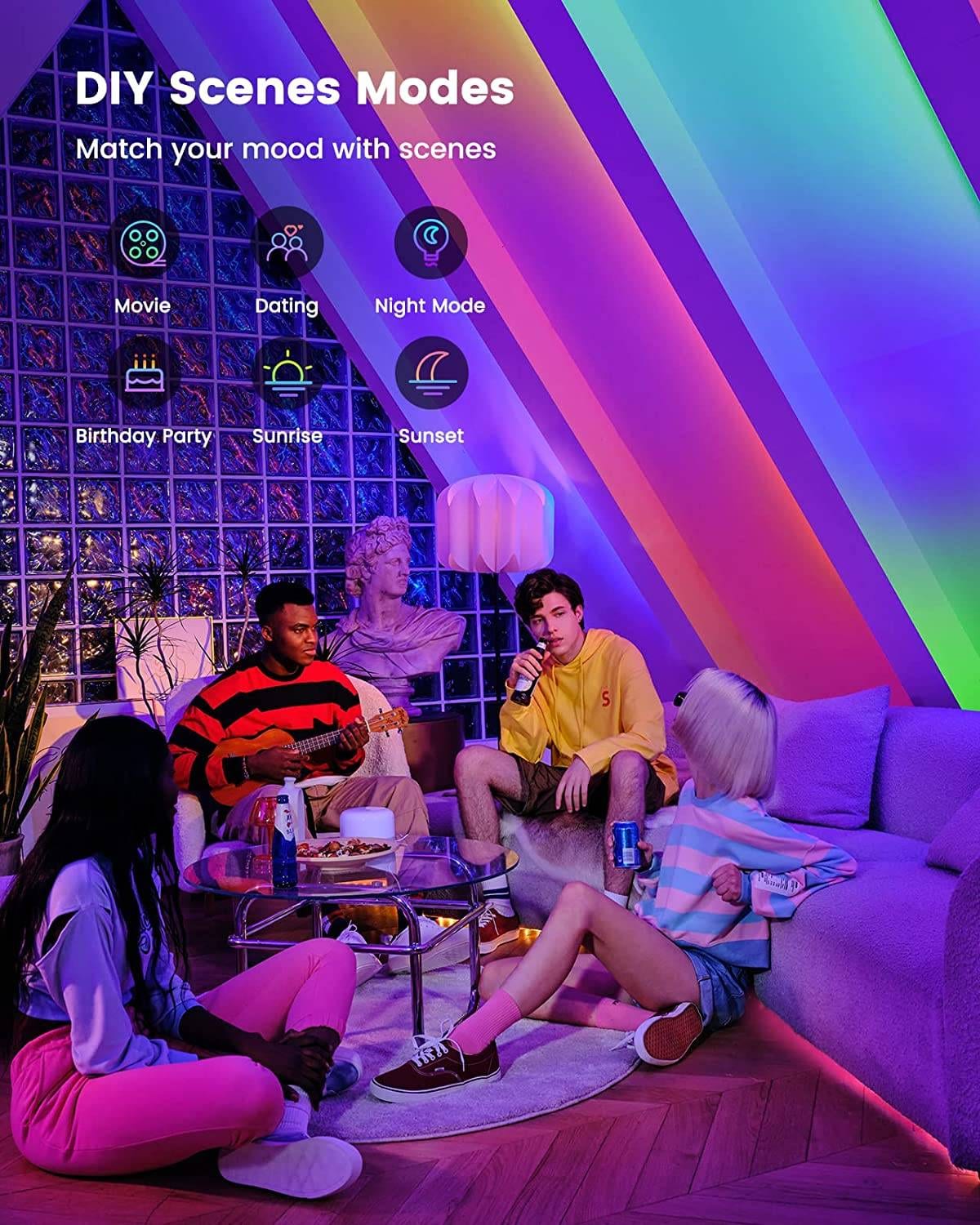 YEELIGHT Smart Led Strip Lights, 6.5 FT RGBIC Led Strip Lights Work with Siri Homekit, Alexa and Google, Color Changing Segmented Control, Game and Music Sync Led Lights for TV, Bedroom, Party Decor