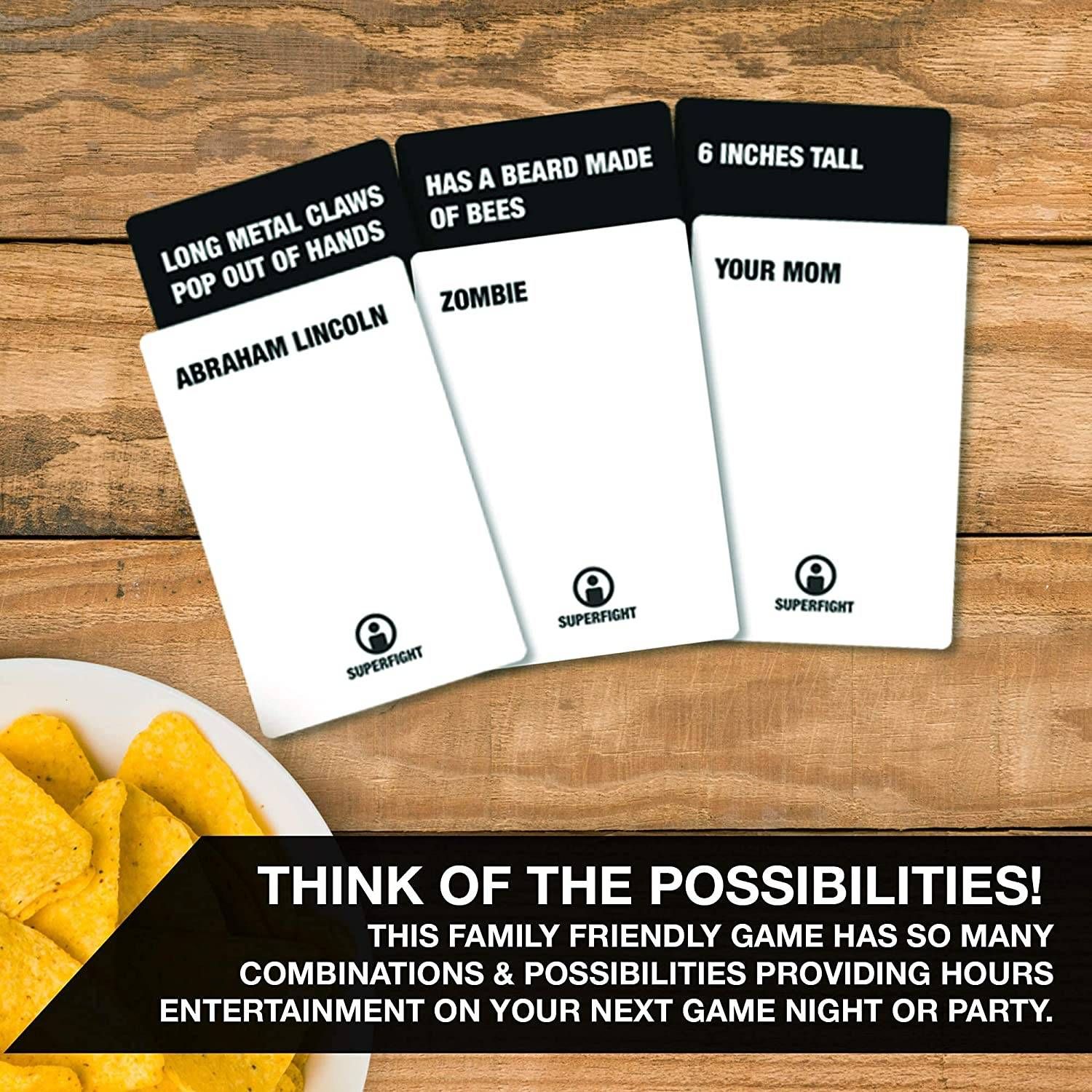 Superfight a Card Game of Absurd Arguments | Fun Family Friendly, Party Game of Super Powers and Super Problems, Enjoyed by Kids, Teens, and Adults, 500-card Deck, 3 or More Players, Ages 8+
