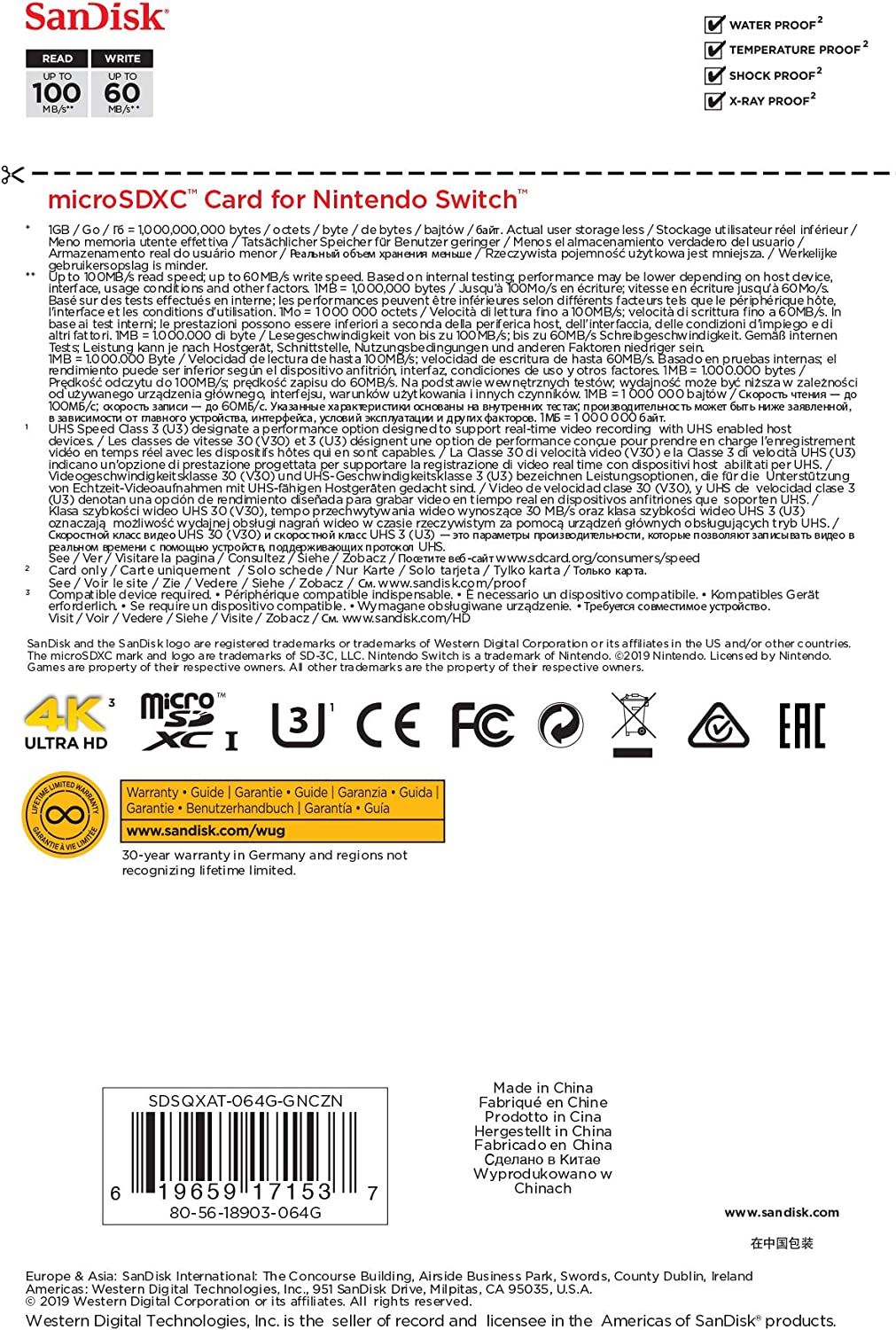 Sandisk microSD 64GB for Nintendo Switch