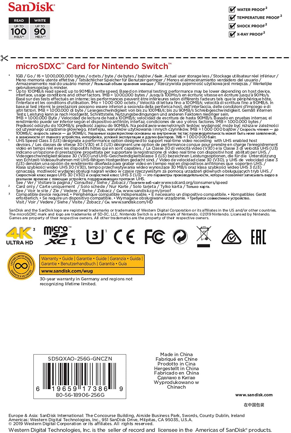 Sandisk microSD 256 GB for Nintendo Switch