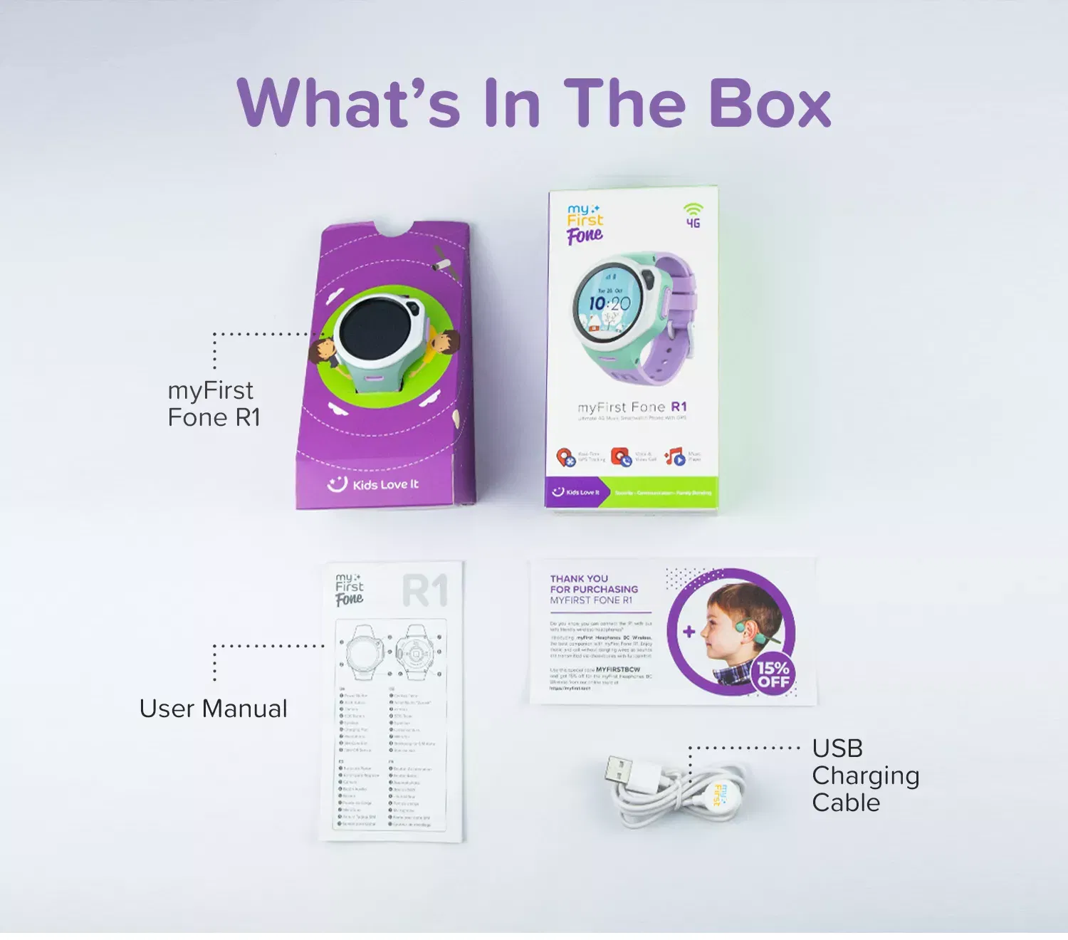 Oaxis MyFirst Fone R1 4G Music Kids Smart Watch Phone with GPS