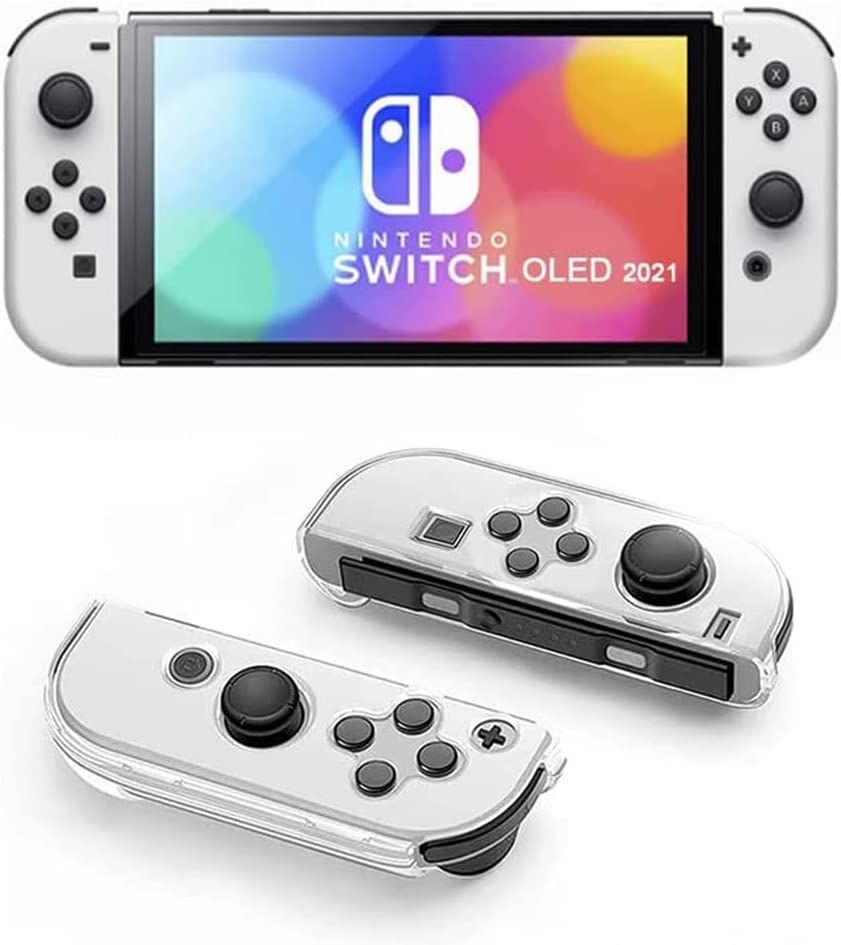 Transparent Case for Nintendo Switch OLED, Clear Dockable Shell Compatible with Switch OLED and Joycon Controller, Comfort Grip Case with Shock-Absorption and Anti-Scratch Design
