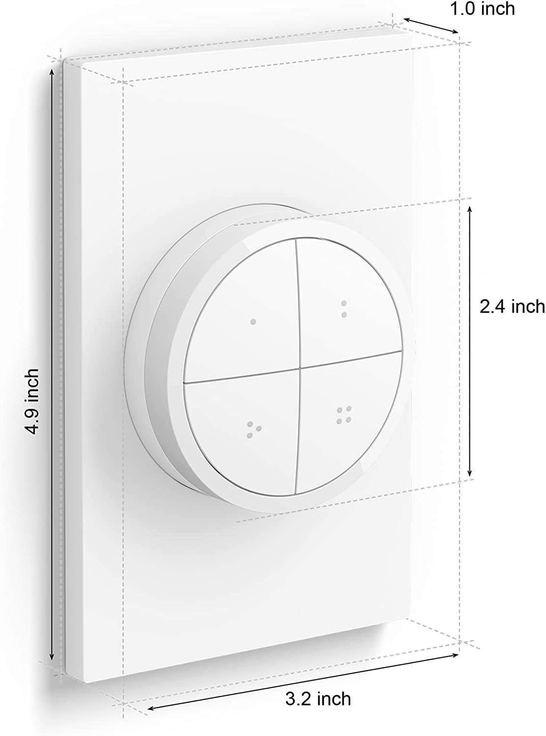 Philips Hue Wall Tap Dial Light Switch, Installation-Free, Smart Home, Exclusively for Philips Hue Smart Lights, White, 1-Pack
