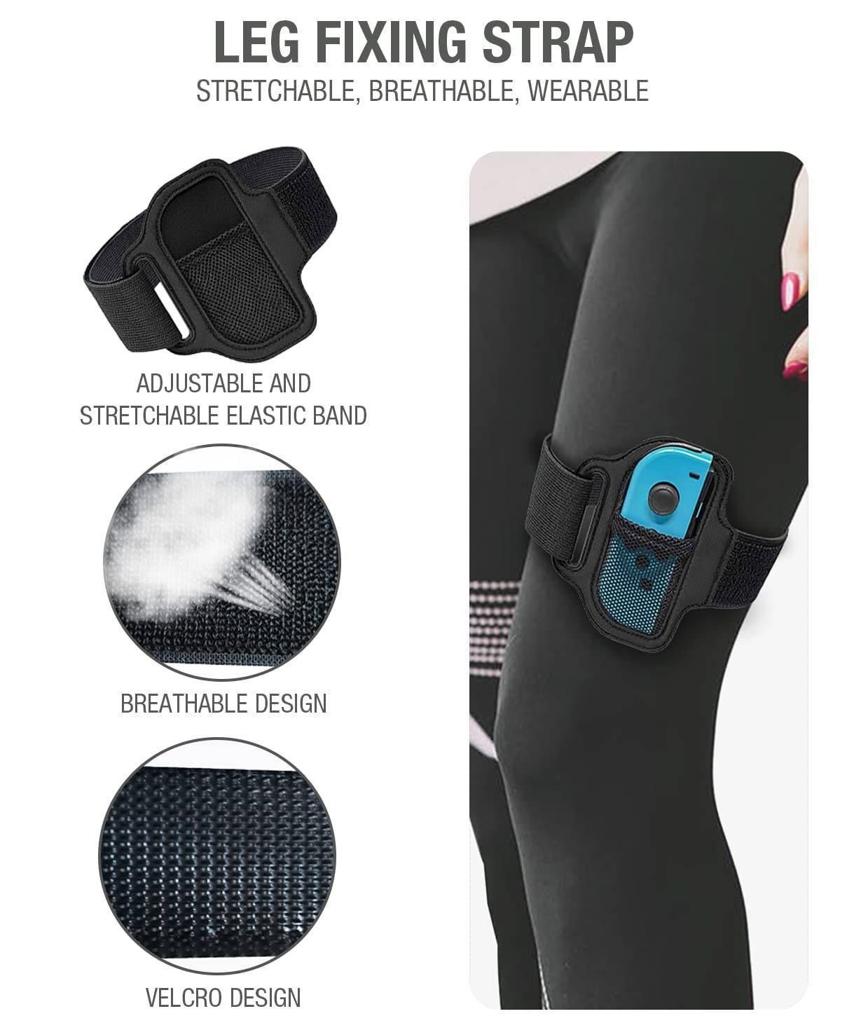 Leg Strap for Nintendo Switch Sports Play Soccer/Switch Ring Fit Adventure, for Joy Cons Switch OLED Model Controller Game Accessories,Adjustable Elastic Strap,Two Size for Adults & Children