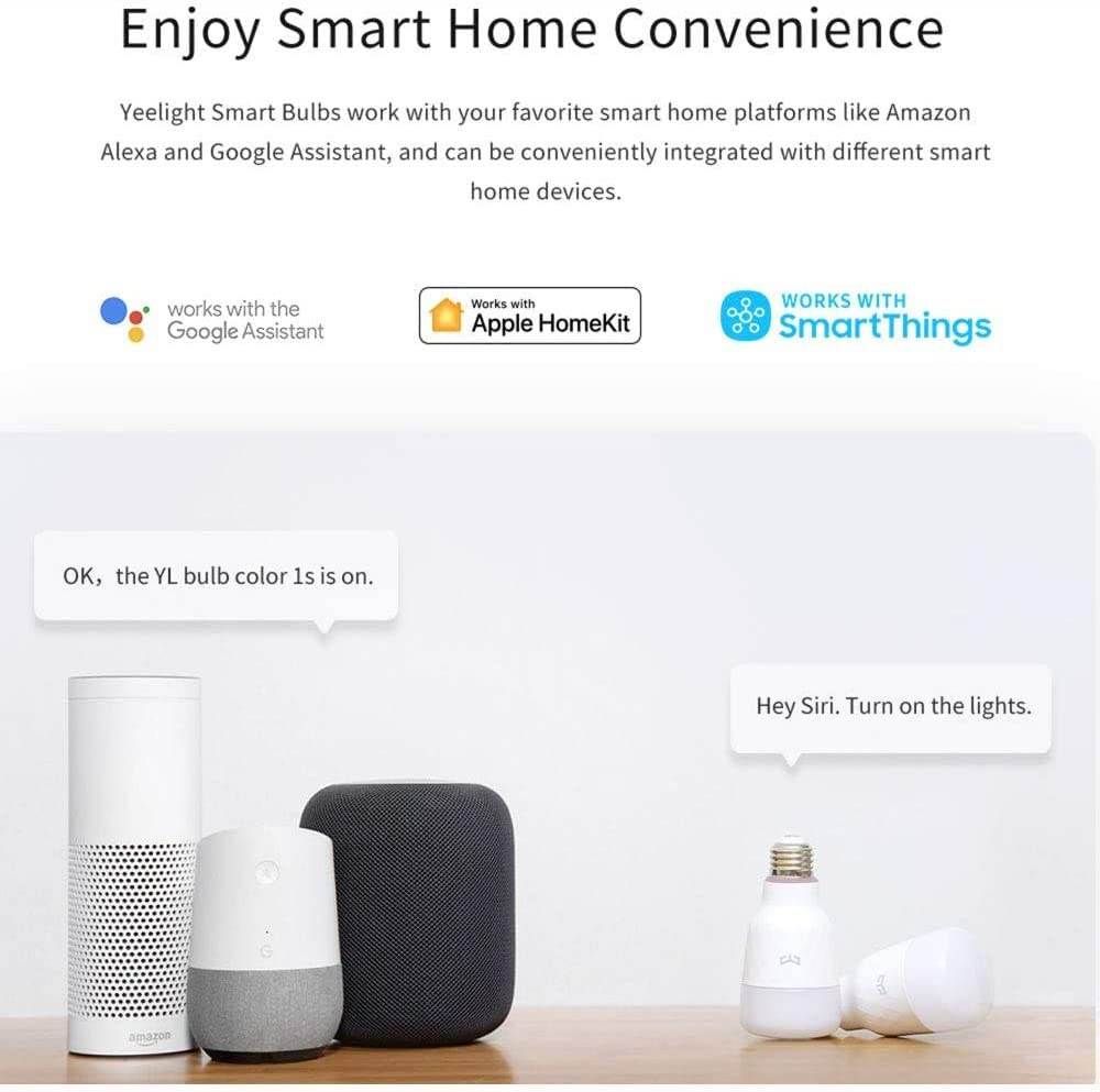 Yeelight Smart LED Bulb 1s Colorful 800 Lumens (Model:YLDP13YL) 8,5W - E27 Lemon Smart Lamp for Mijia Smart Home Automation - Works with Apple HomeKit, Google Home Assistant, Amazon Alexa Echo IFTTT