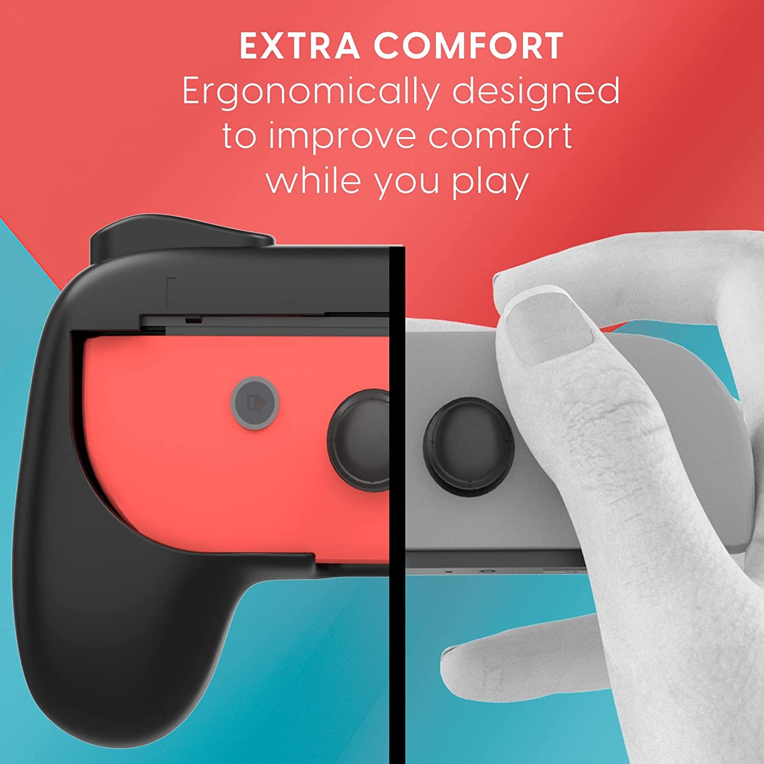Grips for Nintendo Switch Joycon Controller 2 Pack - Game Accessories Joy-Con Handheld Joystick Remote Control Holder Joy Con Kit - Black