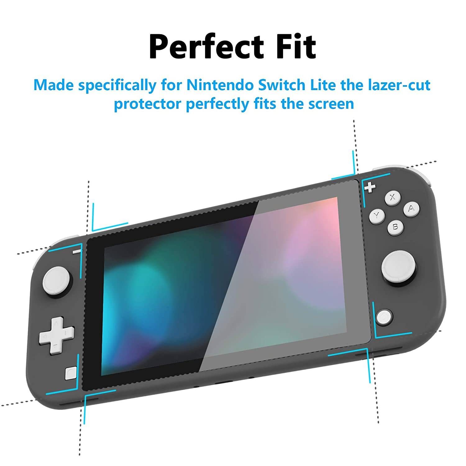 Transparent HD Clear Saver Protector Film, Tempered Glass Screen Protector for Nintendo Switch Lite [Anti-Scratch, Anti-Fingerprint, Shatterproof, Bubble-Free]