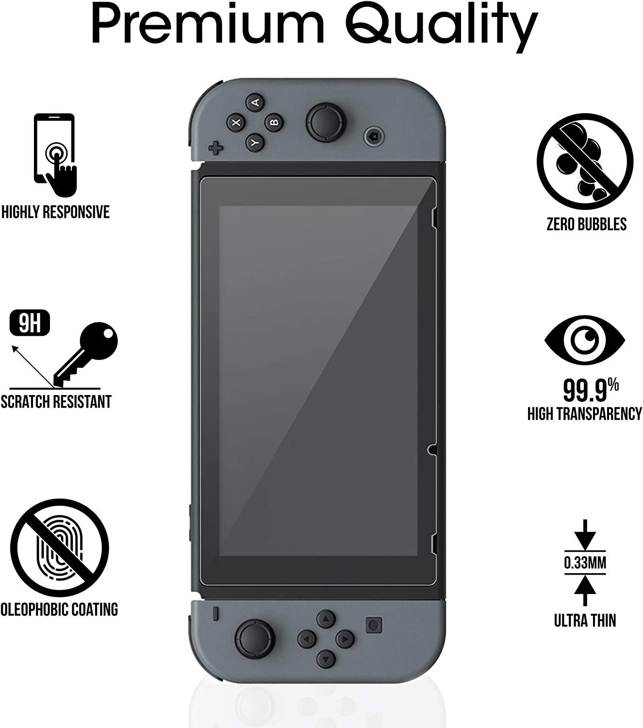 Nintendo Switch Tempered Glass Switch OLED/Lite/Gen 1/Gen2, Transparent HD Clear Anti-Scratch Screen Protector