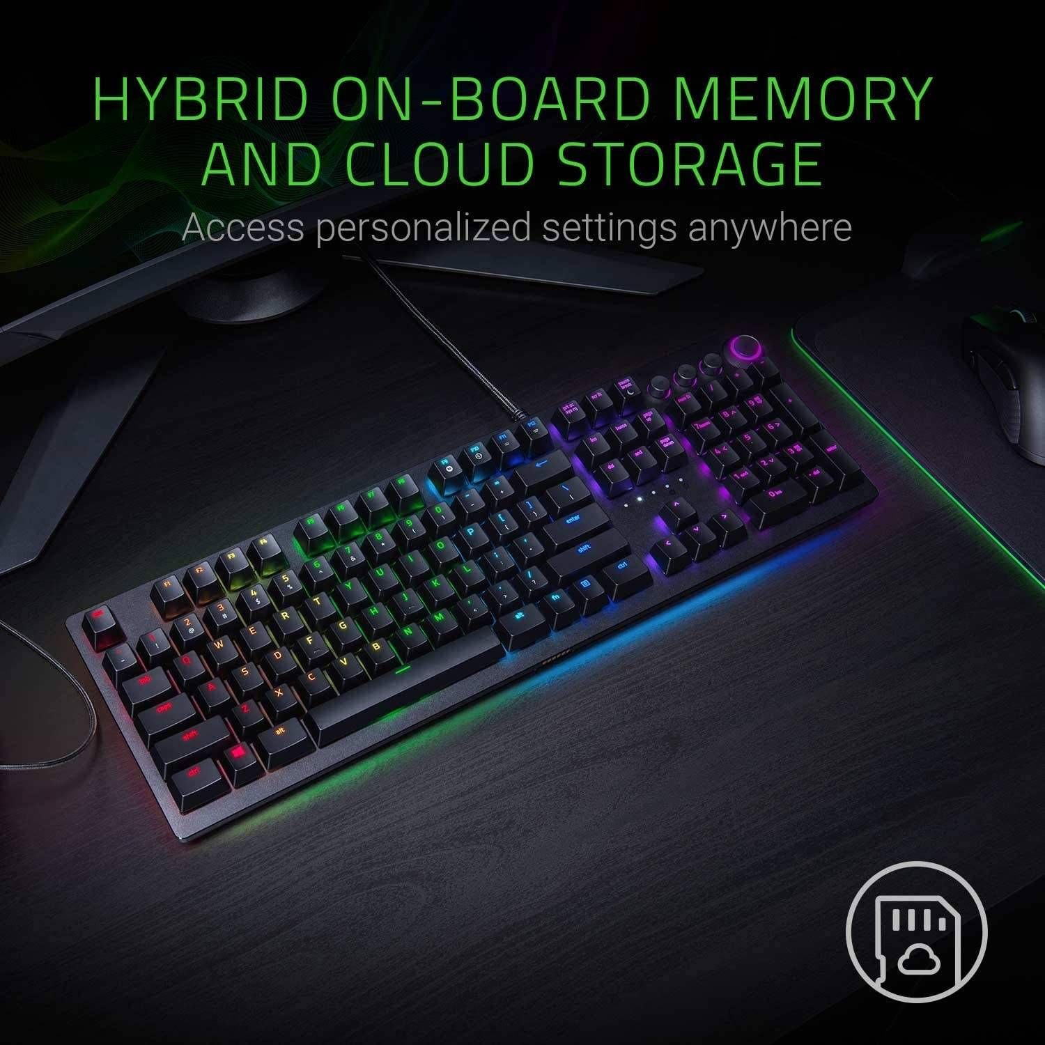 Razer Huntsman Elite Gaming Keyboard: Fast Keyboard Switches - Linear Optical Switches - Chroma RGB Lighting - Magnetic Plush Wrist Rest - Dedicated Media Keys & Dial - Classic Black