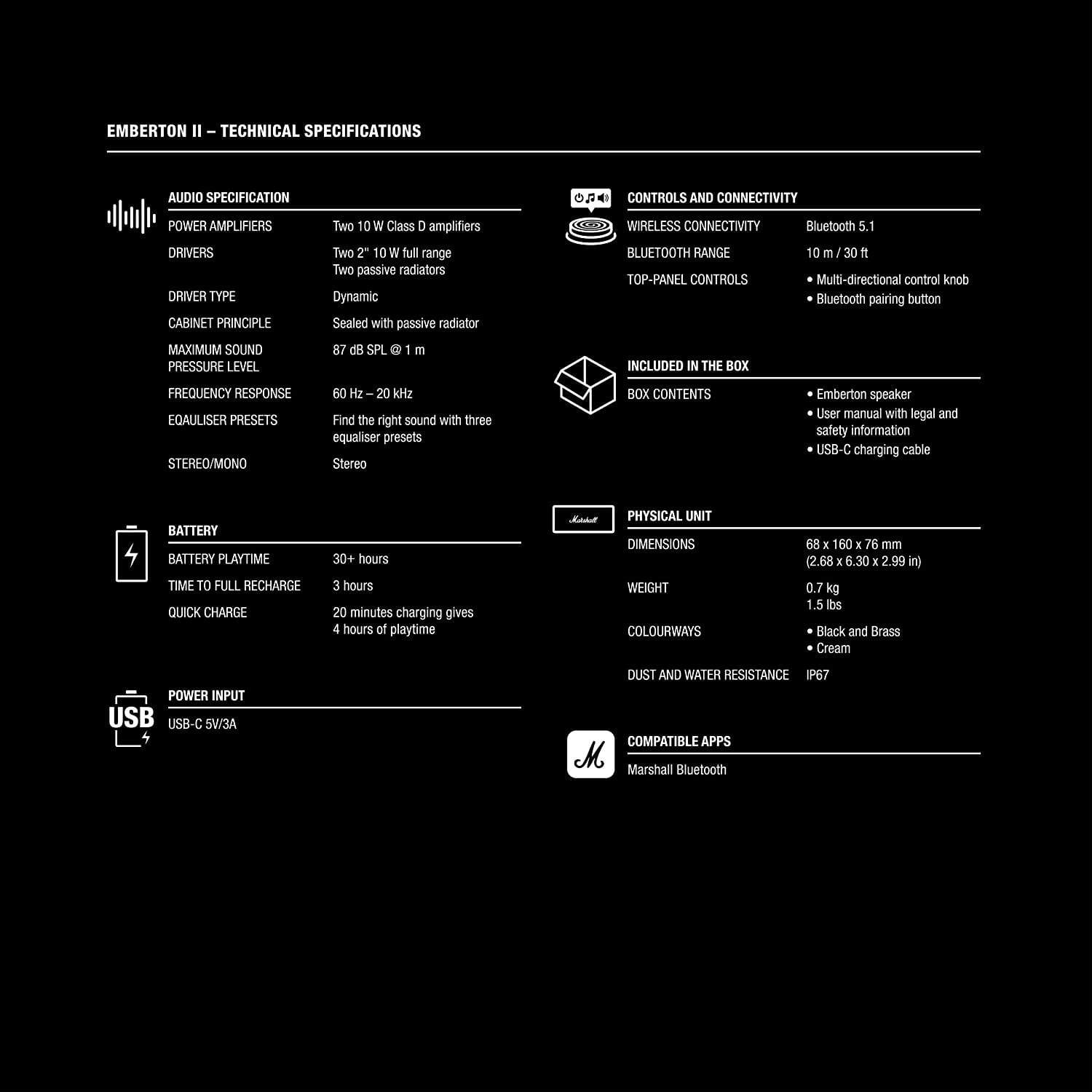 Marshall Emberton II Portable Bluetooth Speaker