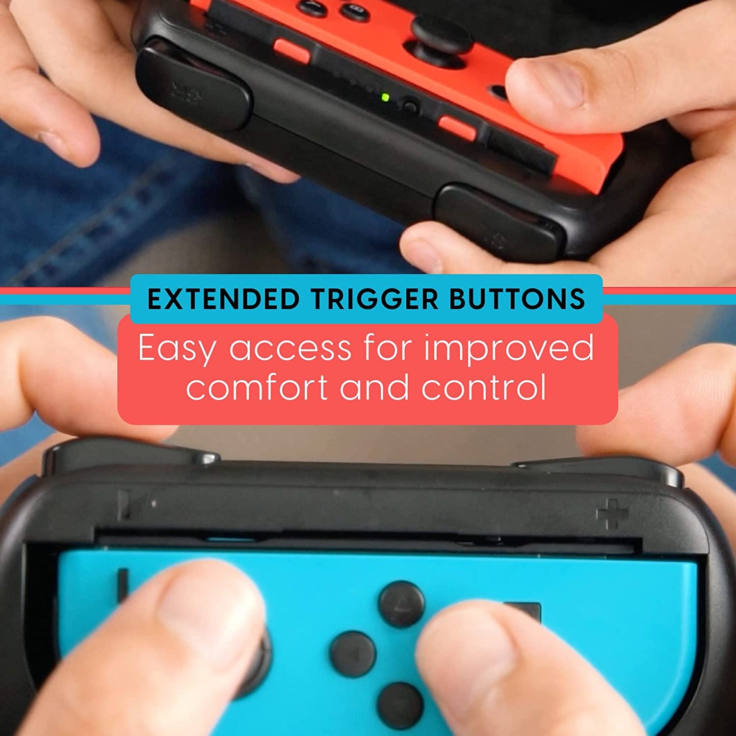 Grips for Nintendo Switch Joycon Controller 2 Pack - Game Accessories Joy-Con Handheld Joystick Remote Control Holder Joy Con Kit - Black