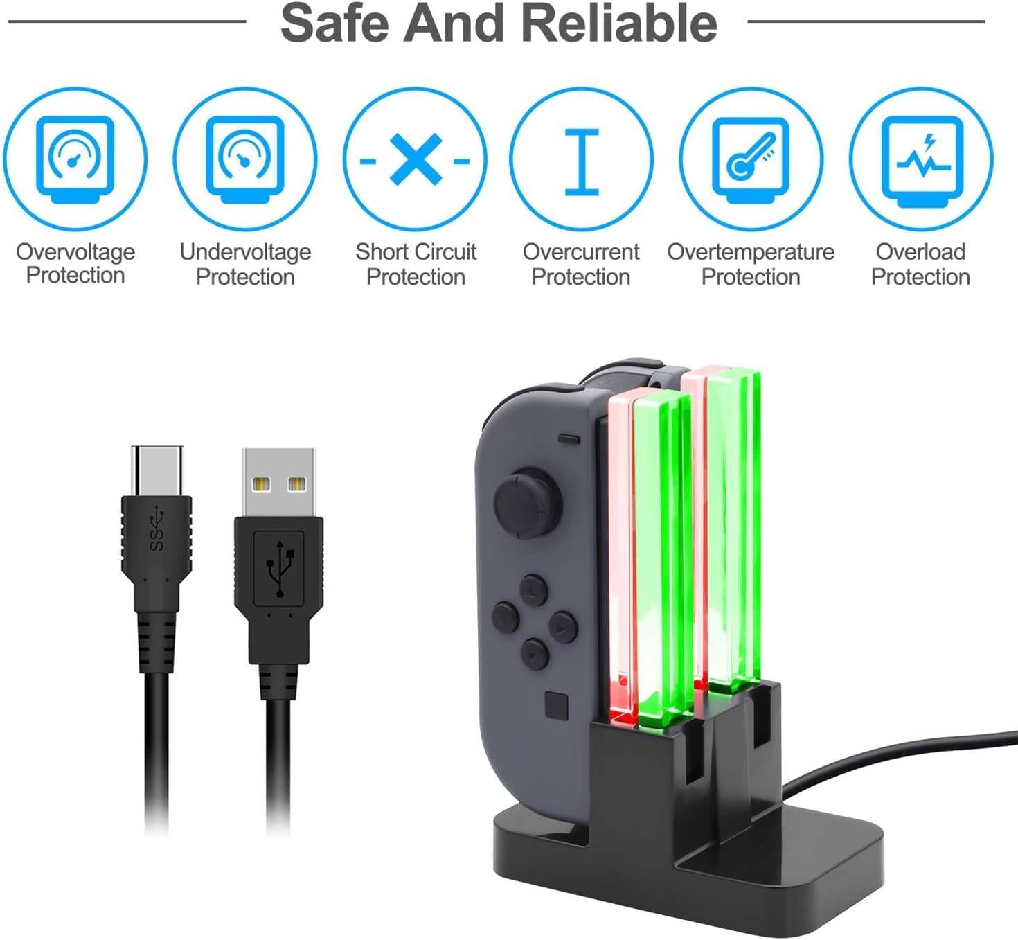 Charging Dock Replacement for Switch & Charger for Switch OLED Joy Con, Charging Station for Switch with a USB Type-C Charging Cord