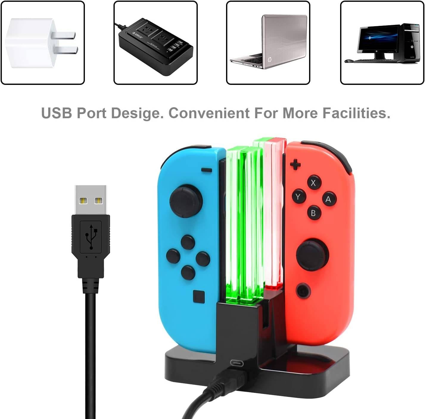 Charging Dock Replacement for Switch & Charger for Switch OLED Joy Con, Charging Station for Switch with a USB Type-C Charging Cord