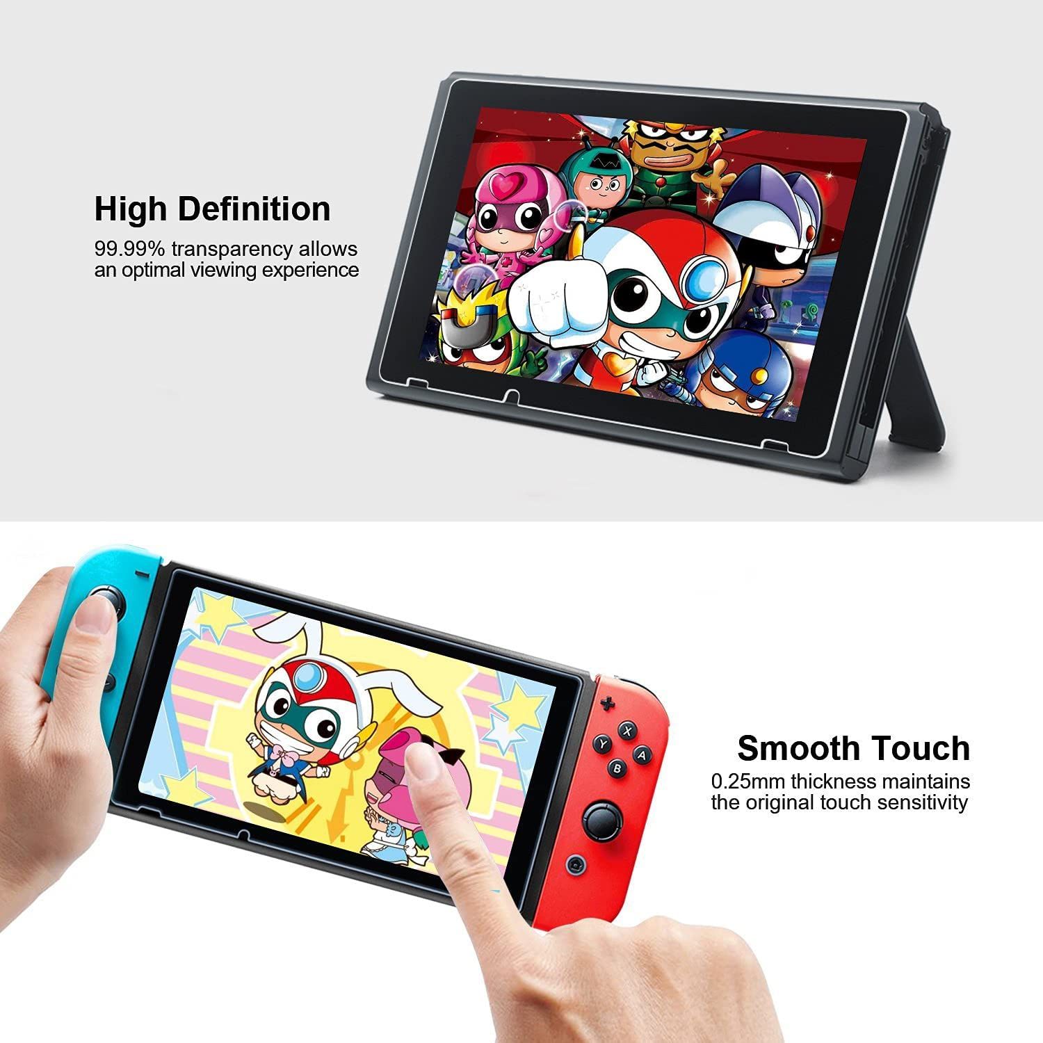 Nintendo Switch Tempered Glass Switch OLED/Lite/Gen 1/Gen2, Transparent HD Clear Anti-Scratch Screen Protector