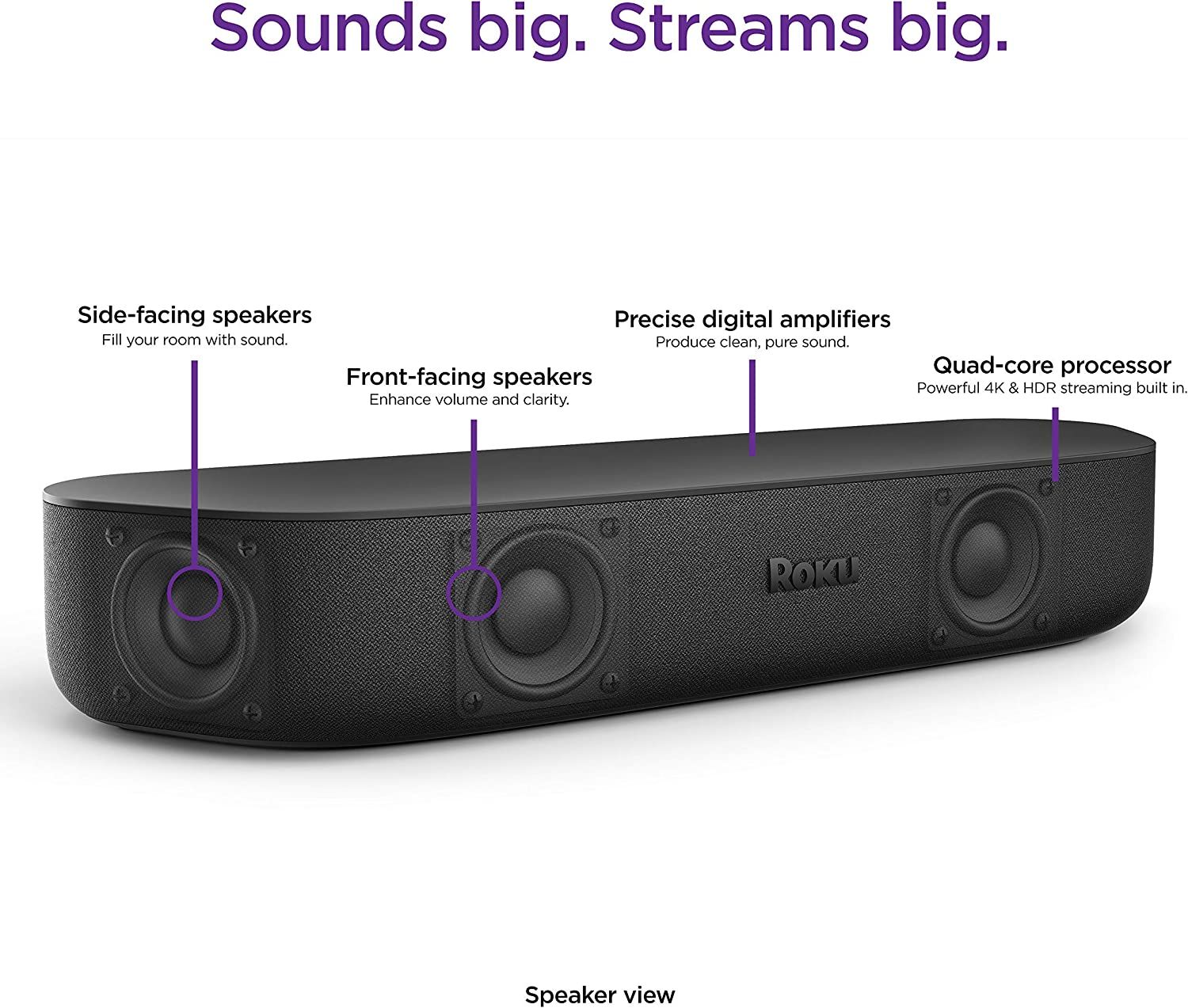 Roku Streambar | 4K/HD/HDR Streaming Media Player & Premium Audio, All In One, Includes Roku Voice Remote