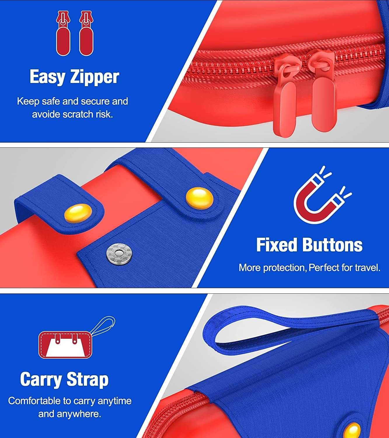 Nintendo Switch Mario Design Carrying Case Compatible with Switch OLED and Switch Gen1/Gen 2 Consoles, Switch Portable Travel pouch, Protective Hard Shell Switch Carry Case for Girls & Boys