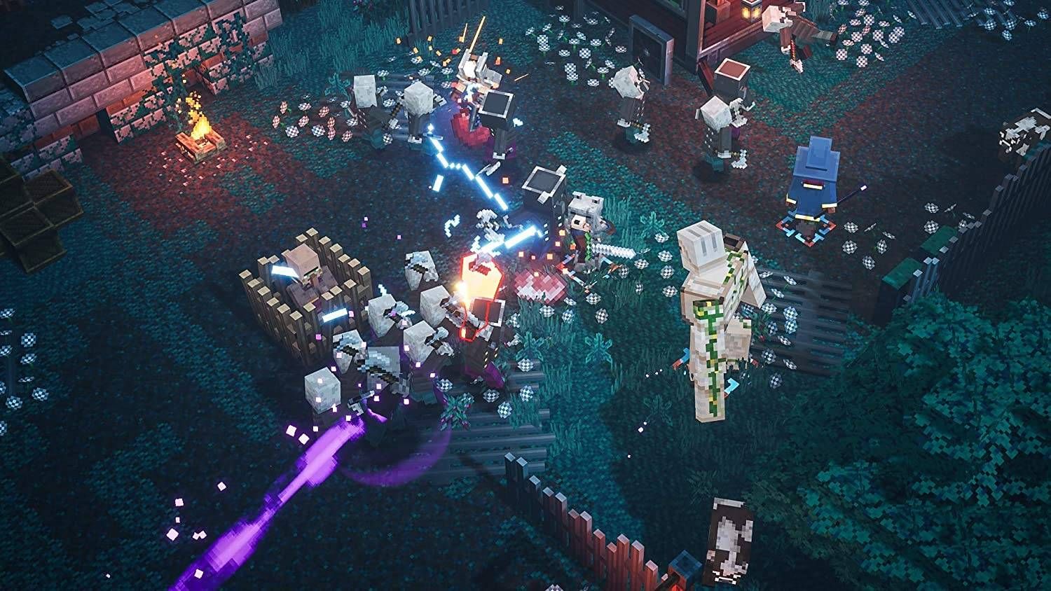 Minecraft Dungeons Hero Edition - Nintendo Switch Fight your way through an all-new action-adventure game, inspired by classic dungeon crawlers and set in the Minecraft universe! Brave the dungeons alone, or team up with friends! Up to four players can battle together through action-packed, treasure-stuffed, wildly varied levels – all in an epic quest to save the villagers and take down the evil Arch-Illager! The Hero Edition includes a Hero Cape, two player skins, and a chicken pet. It also includes Jungle Awakens and Creeping Winter DLC when they become available. Power Up! Unlock dozens of unique items and weapon enchantments for devastating special attacks Multiplayer! Up to four players can team up and fight together in co-op mode Options! Personalize your character, then fight up-close and personal with melee swings, hang back with ranged attacks, or tank your way through swarms of mobs, shielded by heavy armour! Epicness! Explore treasure-stuffed levels in a quest to take down the evil Arch-Illager!