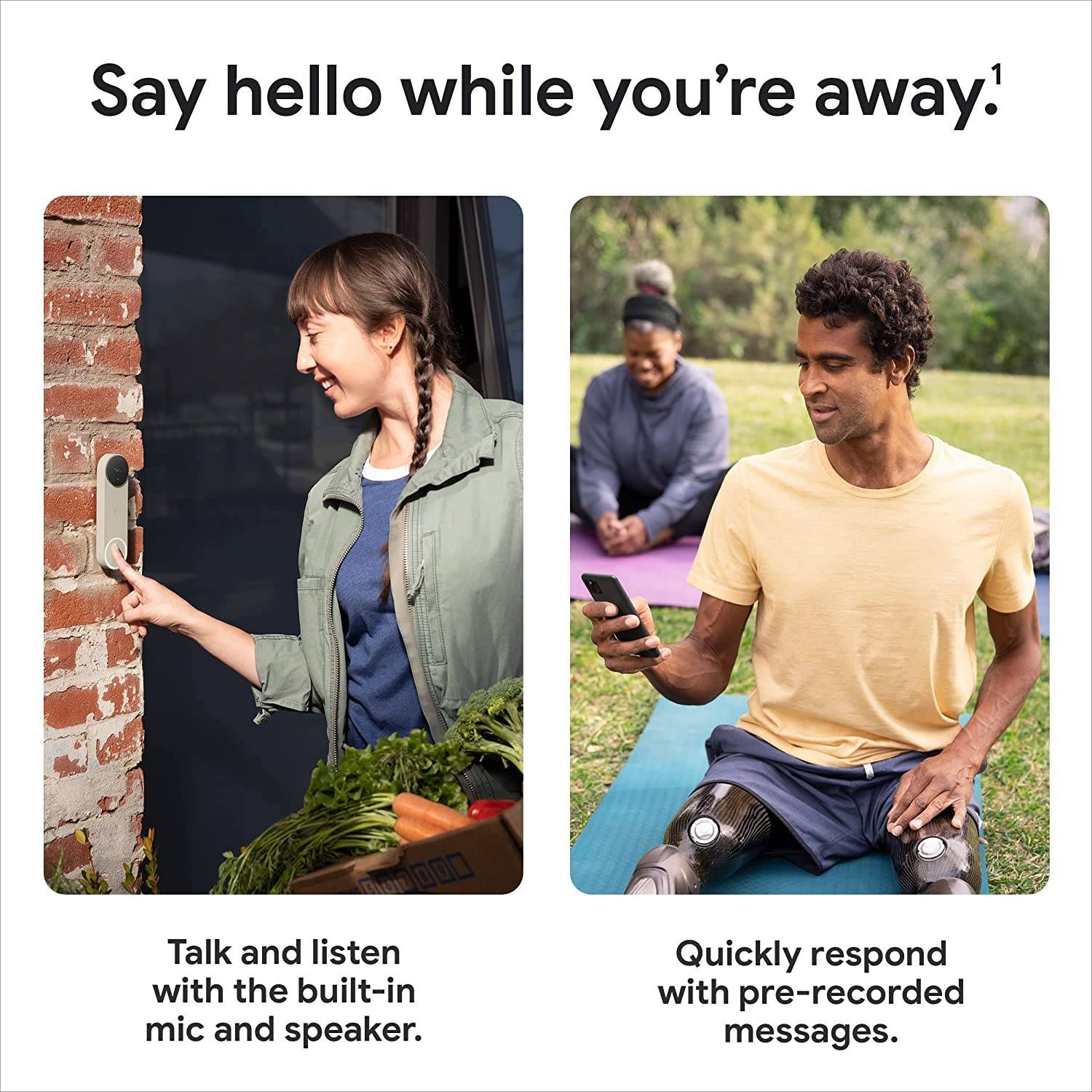 Google Nest Doorbell (Battery) - Wireless Doorbell Camera - Video Doorbell