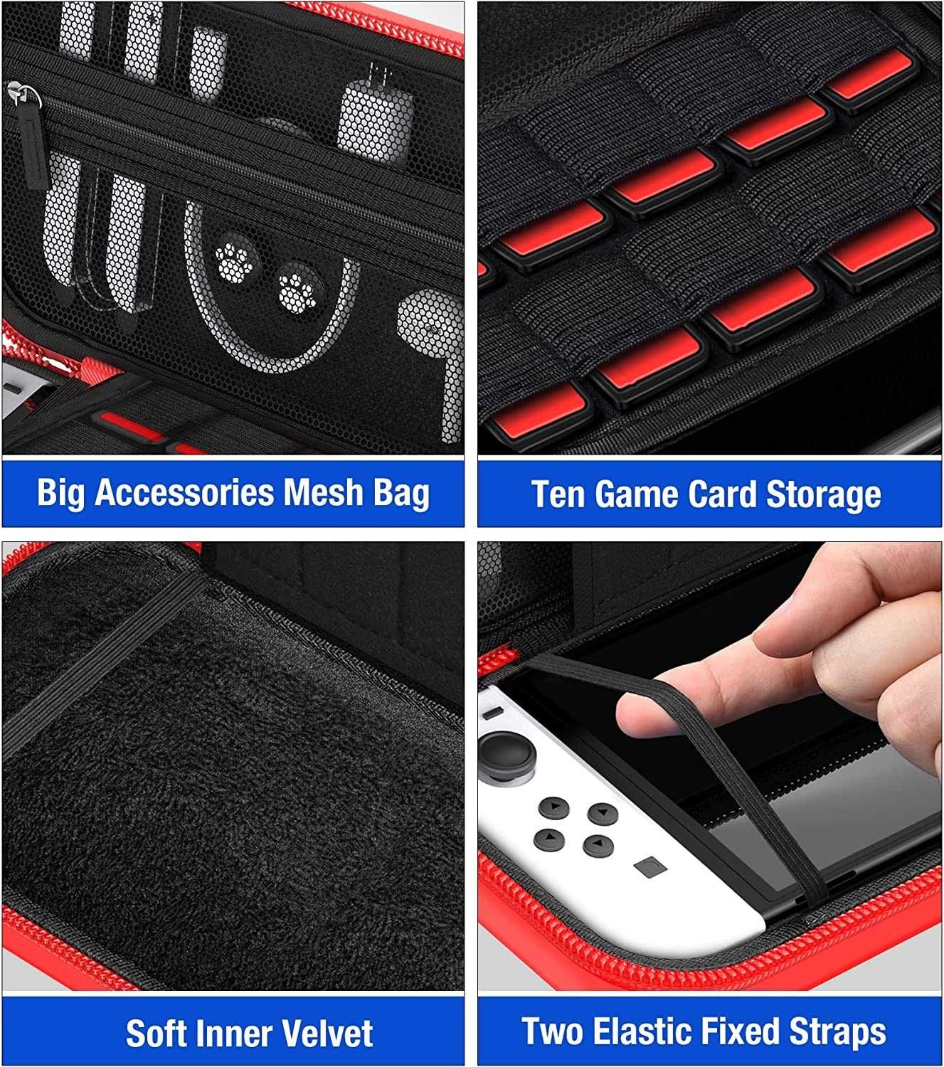 Nintendo Switch Mario Design Carrying Case Compatible with Switch OLED and Switch Gen1/Gen 2 Consoles, Switch Portable Travel pouch, Protective Hard Shell Switch Carry Case for Girls & Boys