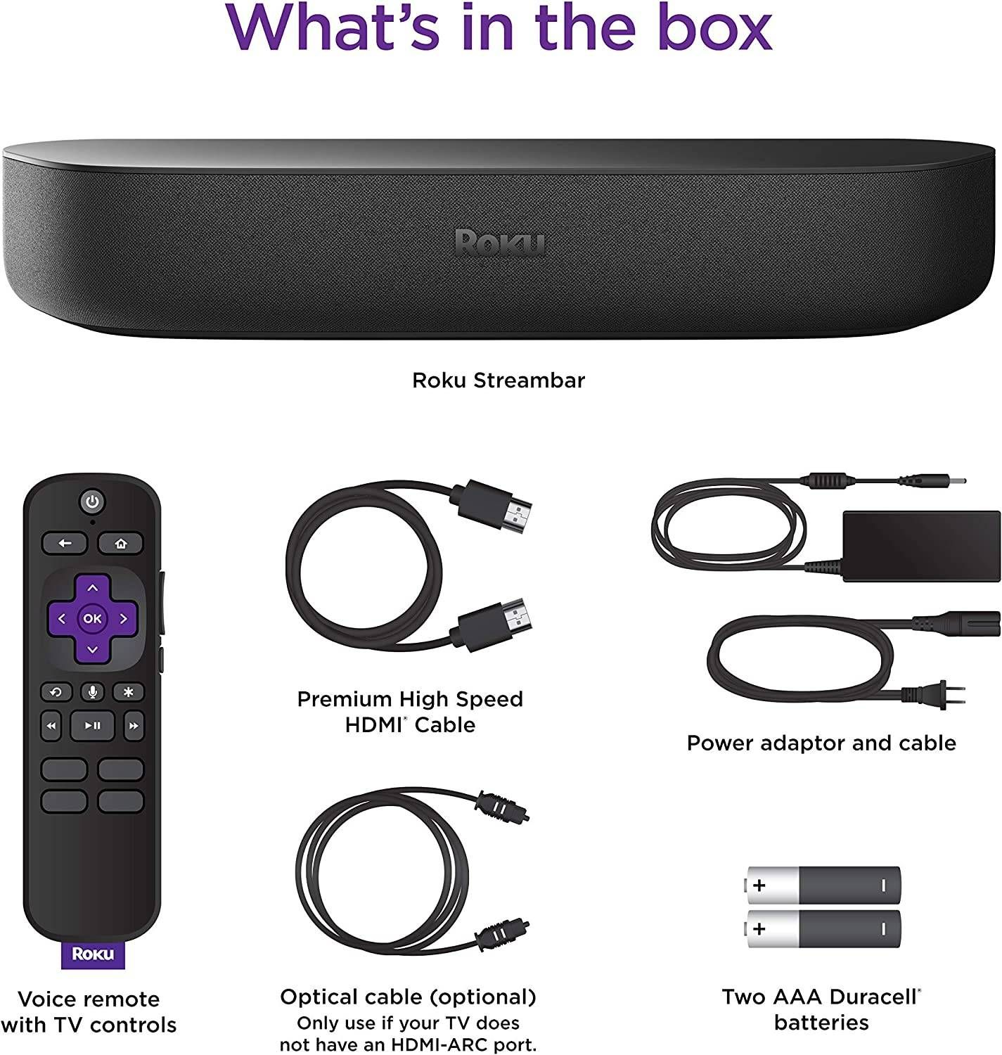 Roku Streambar | 4K/HD/HDR Streaming Media Player & Premium Audio, All In One, Includes Roku Voice Remote