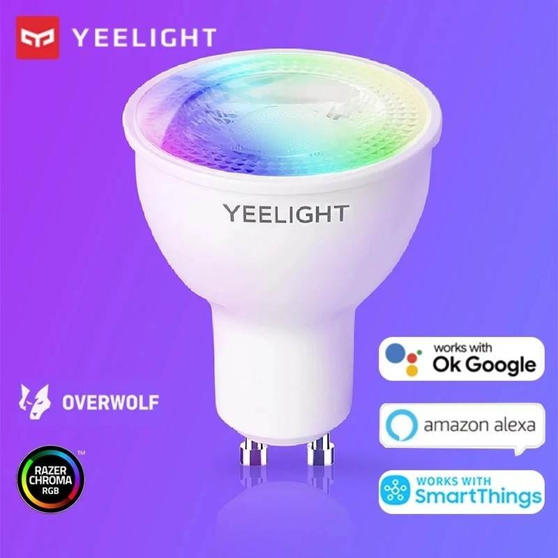 Yeelight GU10 Dimmable/Colorful Smart LED Bulb AC 220-240V 4.8W 2700K Work With Google Assistant Alexa Razer Chroma