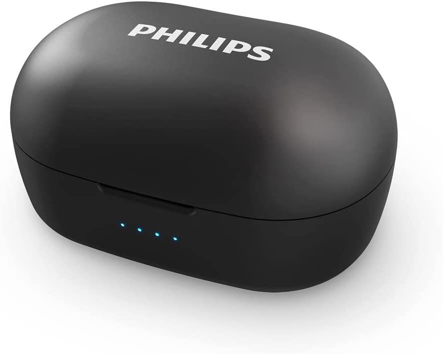 Philips T2205 In-ear True Wireless Headphones with IPX4 Splash Resistant, Super-small Portable Charging Case, Built-in Microphone, Up to 12 Hours (4+8) Playtime, Works with Voice Assistants, TAT2205BK