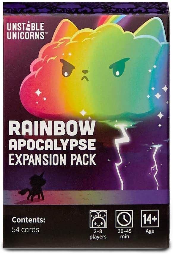 Unstable Unicorns Rainbow Apocalypse Expansion Pack - Designed to be Added to Your Unstable Unicorns Card Game , Black