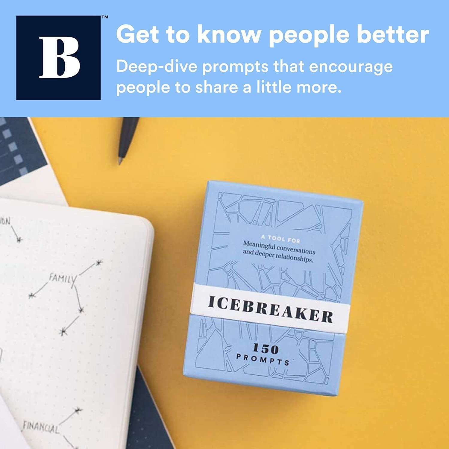 Conversation Starter Icebreaker Deck by BestSelf ― Powerful Conversation Cards Tool to Establish and Strengthen Relationships by Cultivating Open Engaging and Meaningful Interactions ― 150 Prompts
