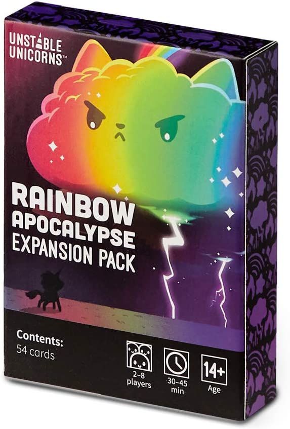Unstable Unicorns Rainbow Apocalypse Expansion Pack - Designed to be Added to Your Unstable Unicorns Card Game , Black