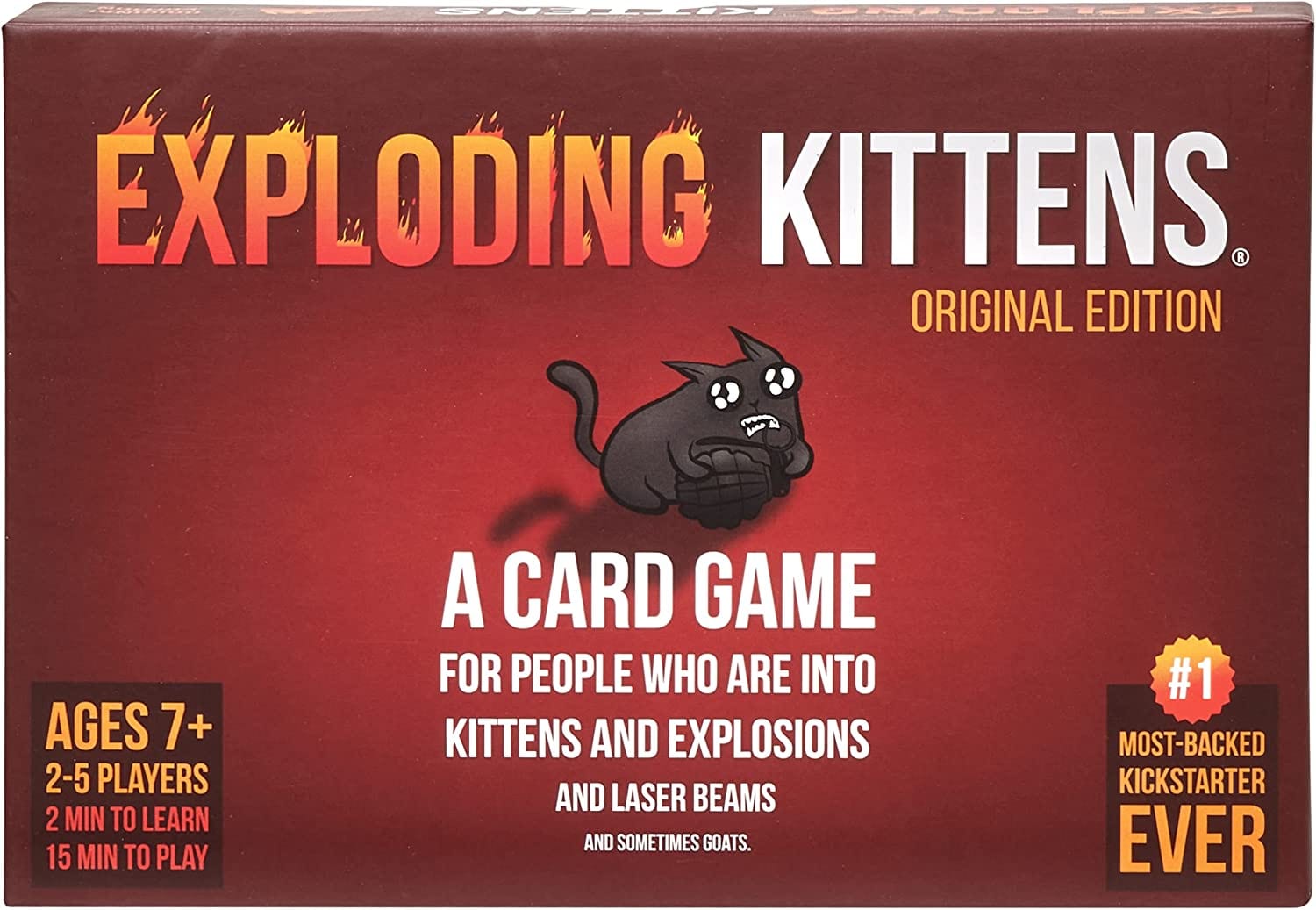 Exploding Kittens Original Edition - Card Games for Adults Teens & Kids - Fun Family Games - A Russian Roulette - 15 Min, Ages 7+, 2-5 Players