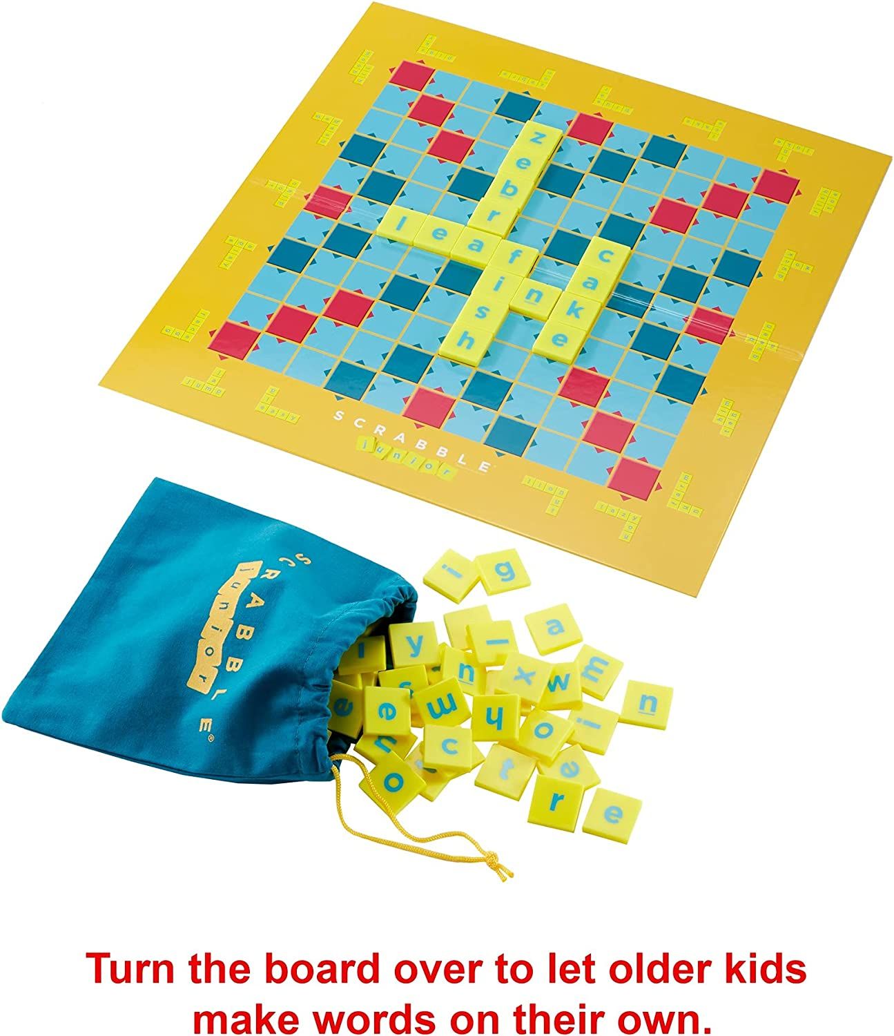 Scrabble Junior Kids Crossword Game with 2-Games-in-1, 2-Sided Game Board, 2 to 4 Players, Ages 6 to 10 Years Old, Y9667(Packaging May Vary)