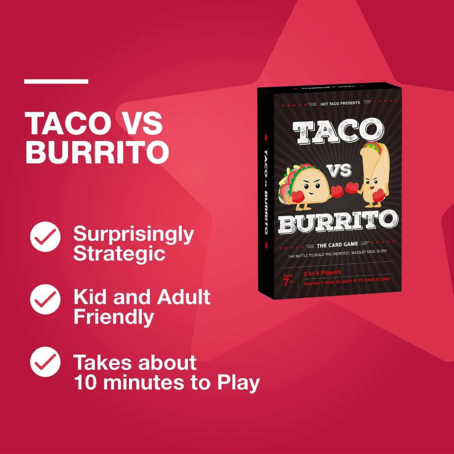 Taco vs Burrito - The Strategic Family Friendly Card Game Created by a 7 Year Old - Perfect for Boys, Girls, Kids, Families & Adults