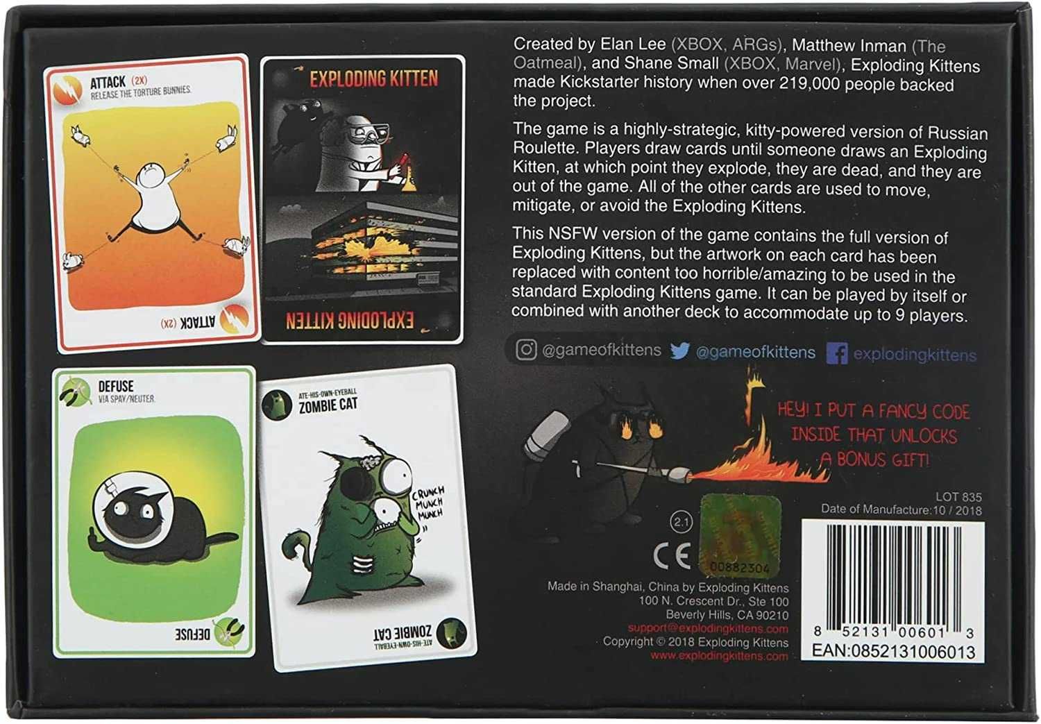 NSFW by Exploding Kittens - Card Games for Adults & Teens - A Russian Roulette Card Game (Package May Vary)