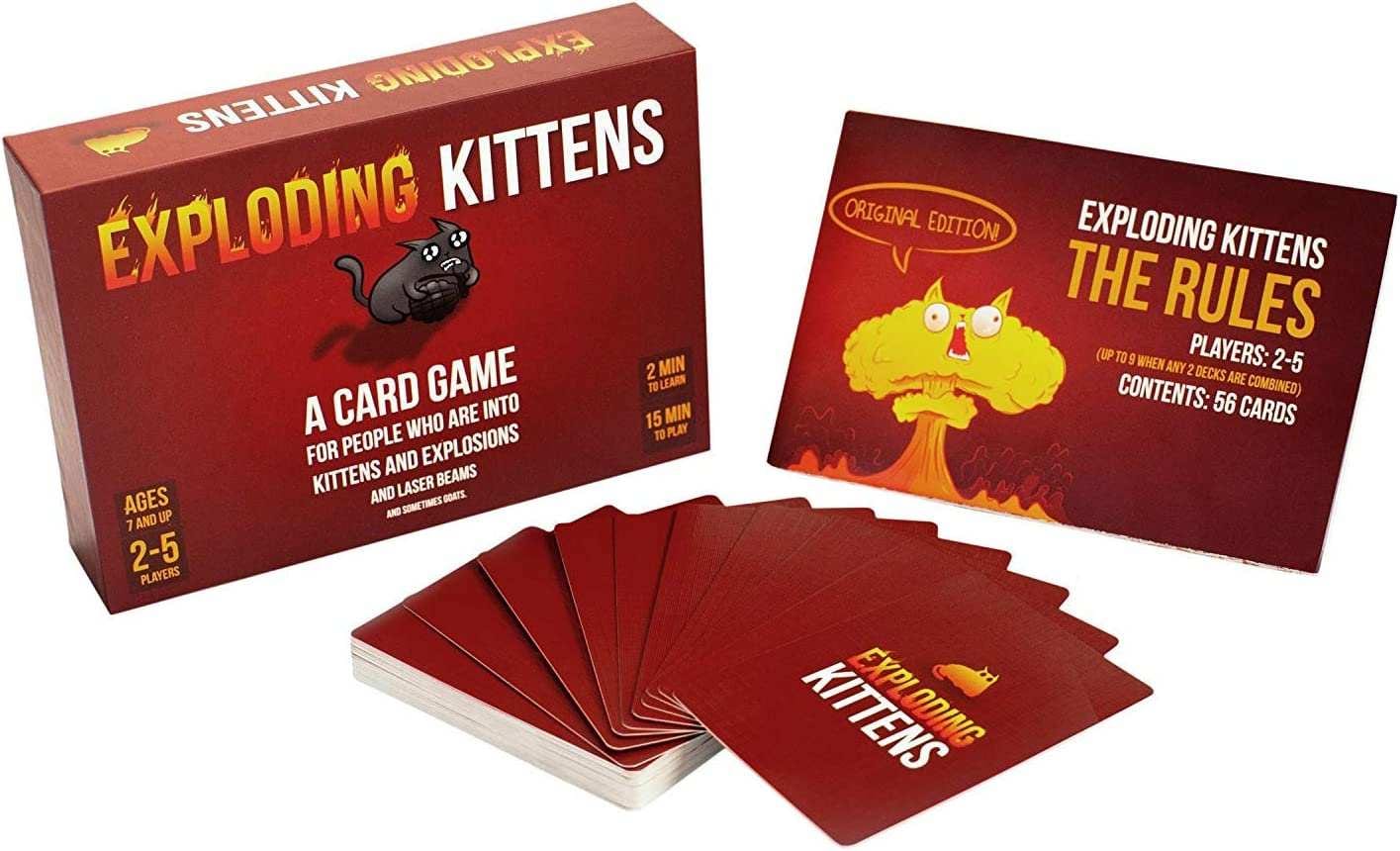 Exploding Kittens Original Edition - Card Games for Adults Teens & Kids - Fun Family Games - A Russian Roulette - 15 Min, Ages 7+, 2-5 Players