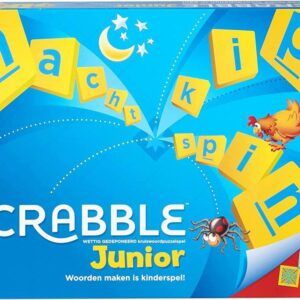 Scrabble Junior Kids Crossword Game with 2-Games-in-1, 2-Sided Game Board, 2 to 4 Players, Ages 6 to 10 Years Old, Y9667(Packaging May Vary)
