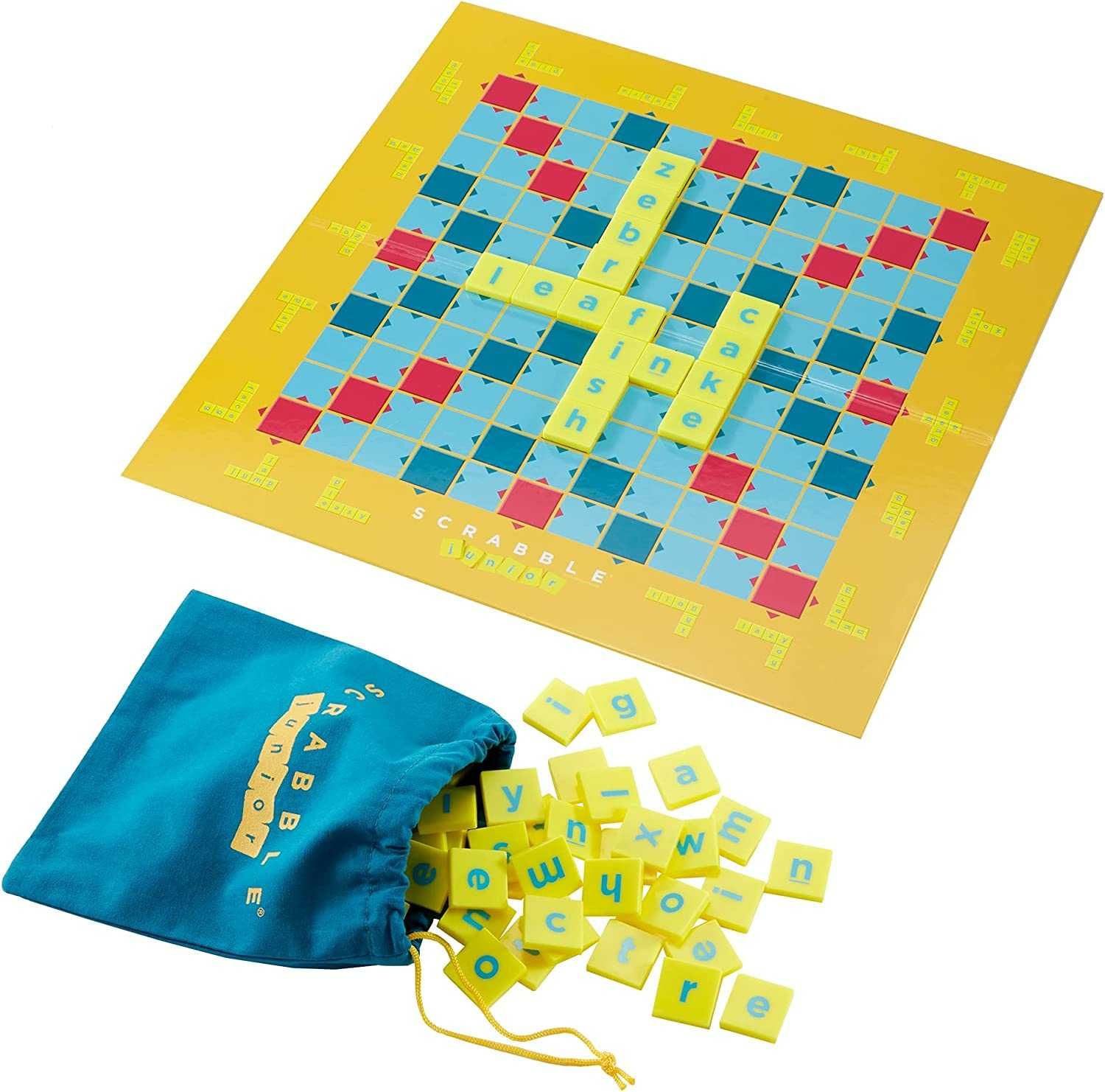 Scrabble Junior Kids Crossword Game with 2-Games-in-1, 2-Sided Game Board, 2 to 4 Players, Ages 6 to 10 Years Old, Y9667(Packaging May Vary)