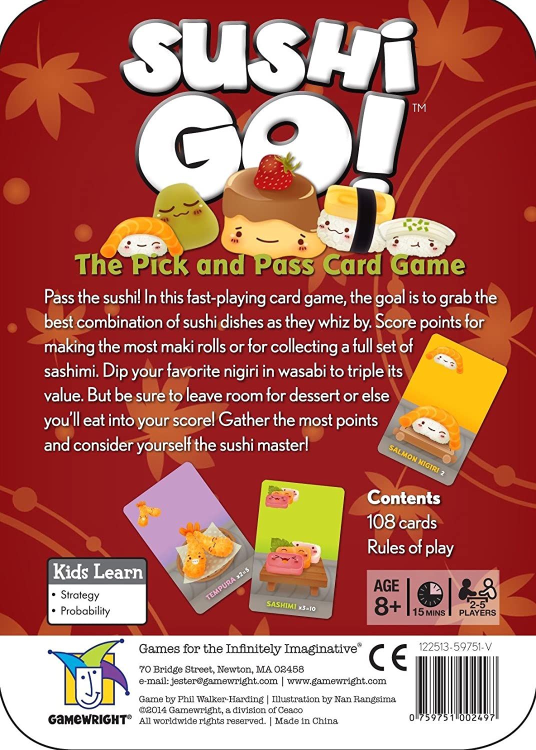 Sushi Go! Foodie Can Not Lose Card Game | 2-5 Player Funny Puzzle Game | Family Board Game | Parent-child Party Strategy Toys for Boys Girls