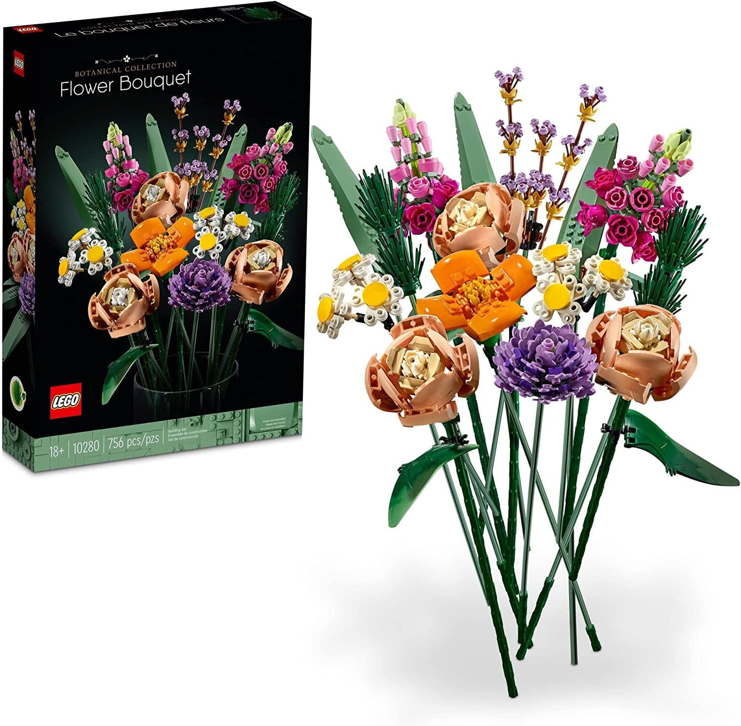 LEGO Icons Flower Bouquet 10280 Artificial Flowers, Set for Adults, Decorative Home Accessories, Mother's Day Gift, Gift for Her and Him, Botanical Collection