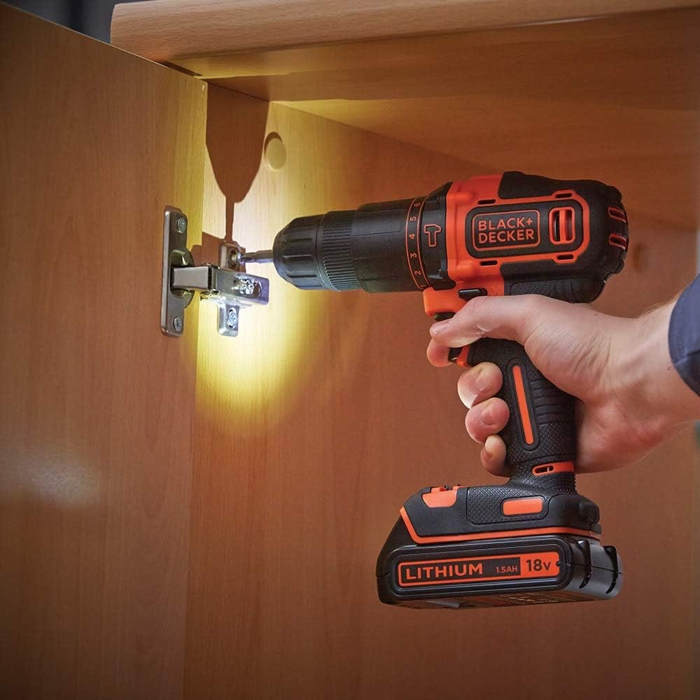 Black & Decker BDCHD18K Lithium Cordless Drill Driver Kit Box and Bits, 18V