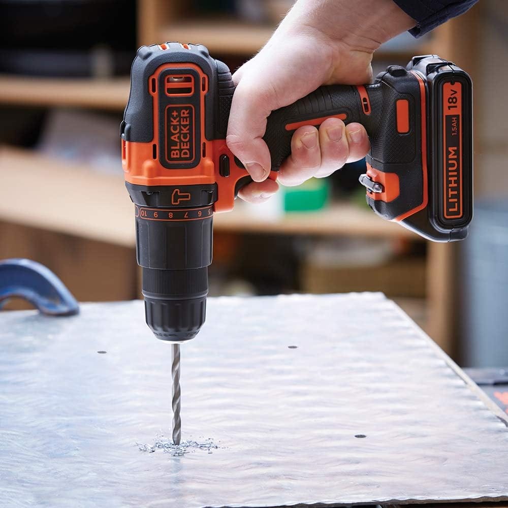 Black & Decker BDCHD18K Lithium Cordless Drill Driver Kit Box and Bits, 18V