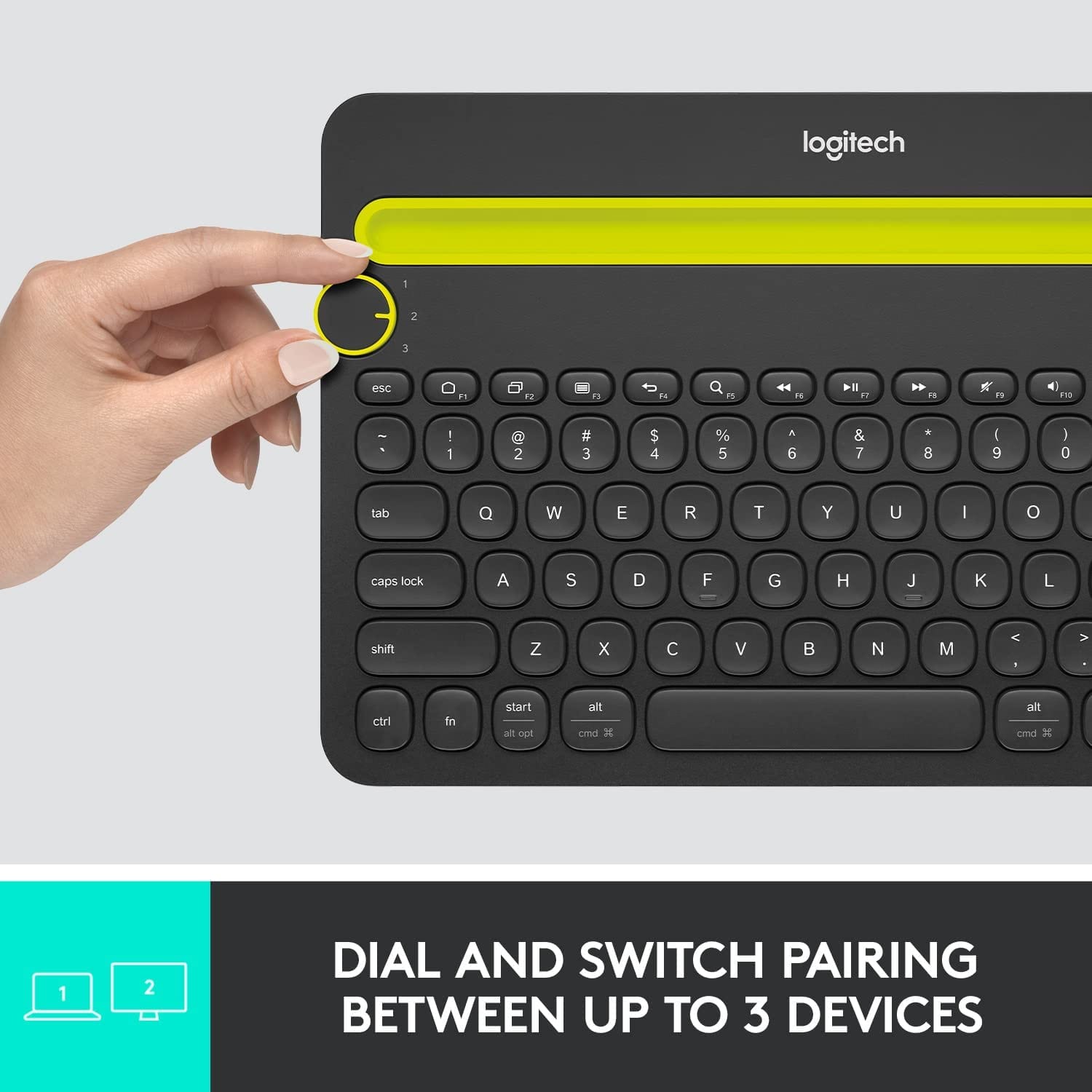 Logitech K480 Wireless Multi-Device Bluetooth Keyboard Compatible with PC, Mac, iPad, Laptop, Smartphone, Tablet