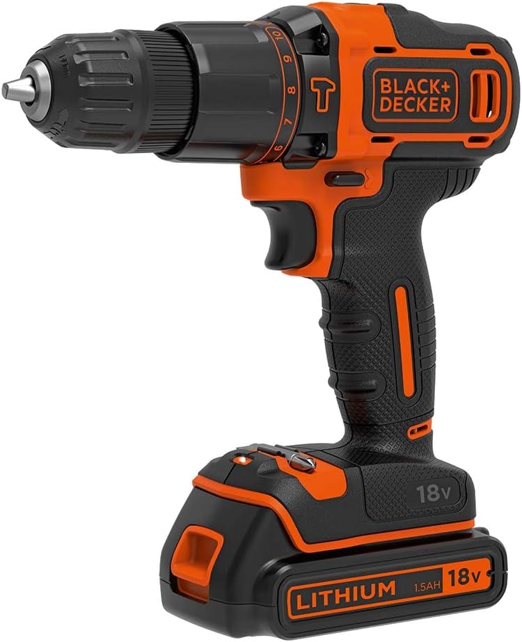 Black & Decker BDCHD18K Lithium Cordless Drill Driver Kit Box and Bits, 18V