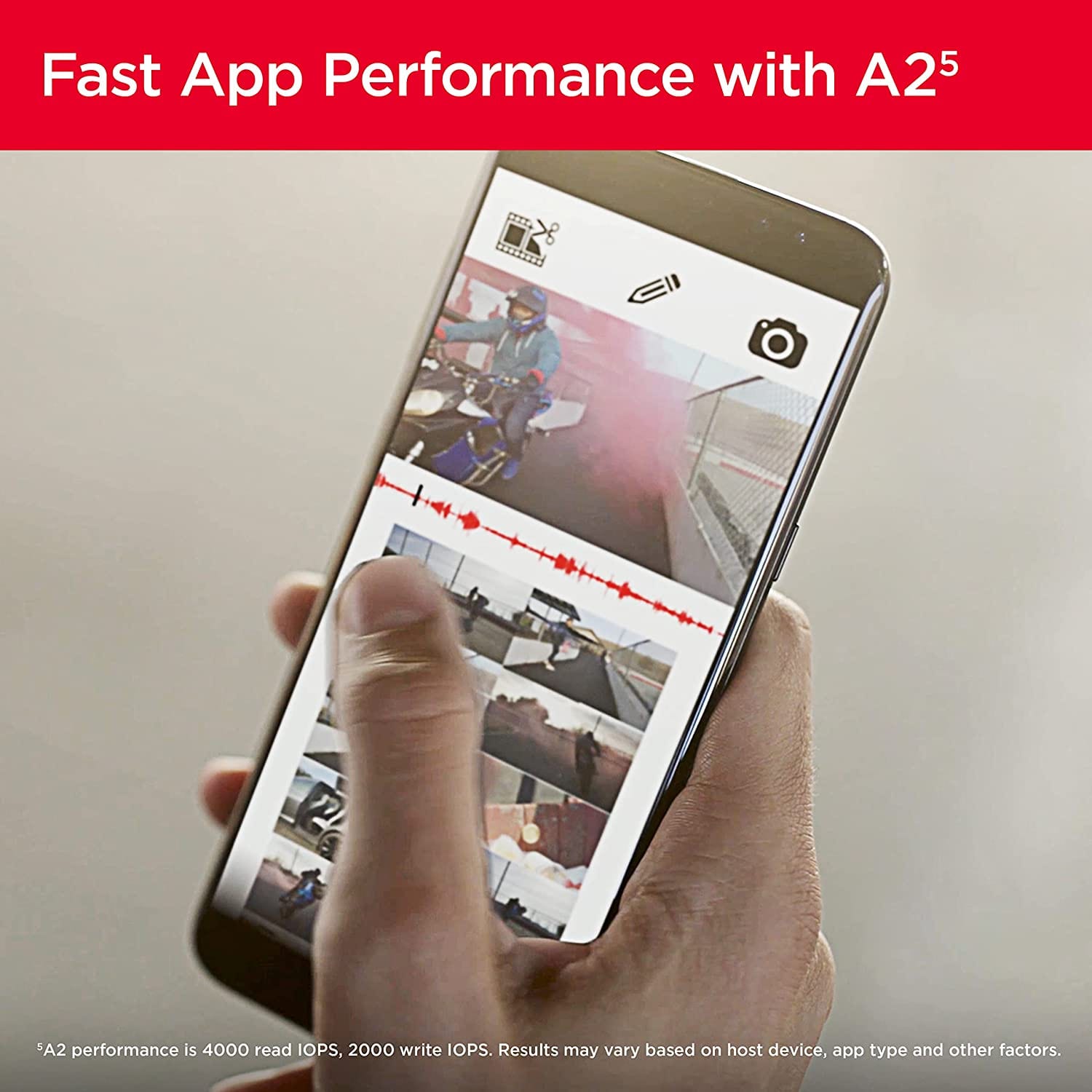 SanDisk Extreme microSDXC UHS-I Memory Card - Up to 190MB/s, C10, U3, V30, 4K, 5K, A2, Micro SD Card - SDSQXAV-GN6MA