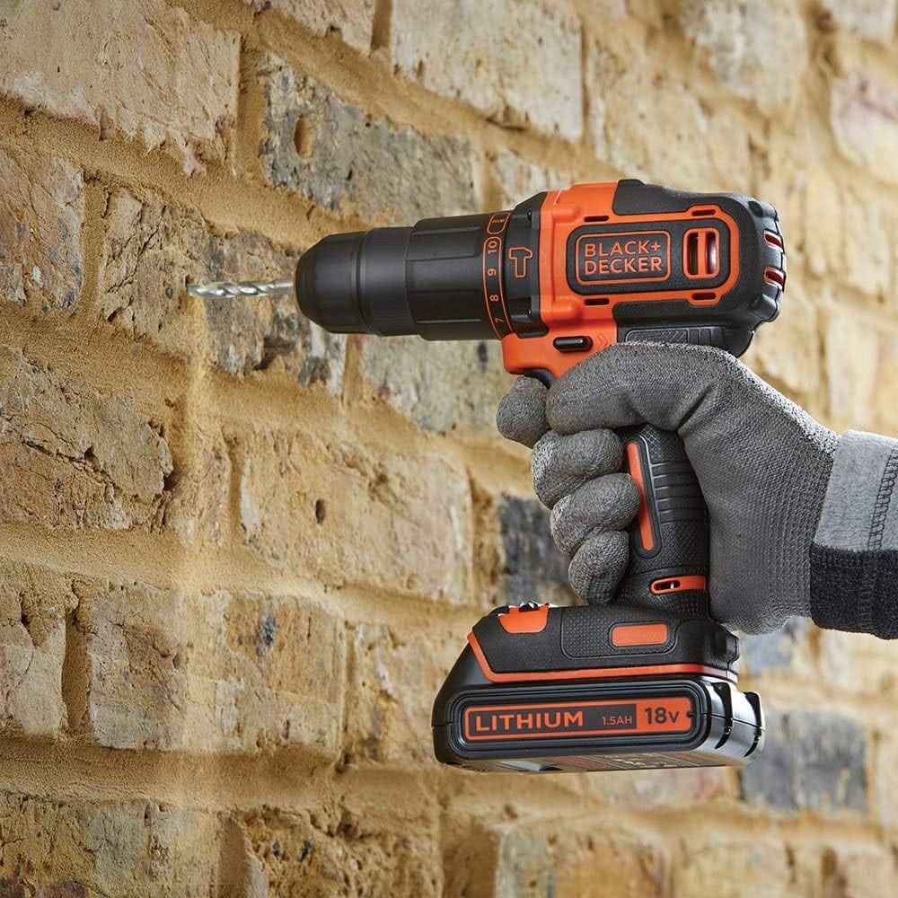 Black & Decker BDCHD18K Lithium Cordless Drill Driver Kit Box and Bits, 18V